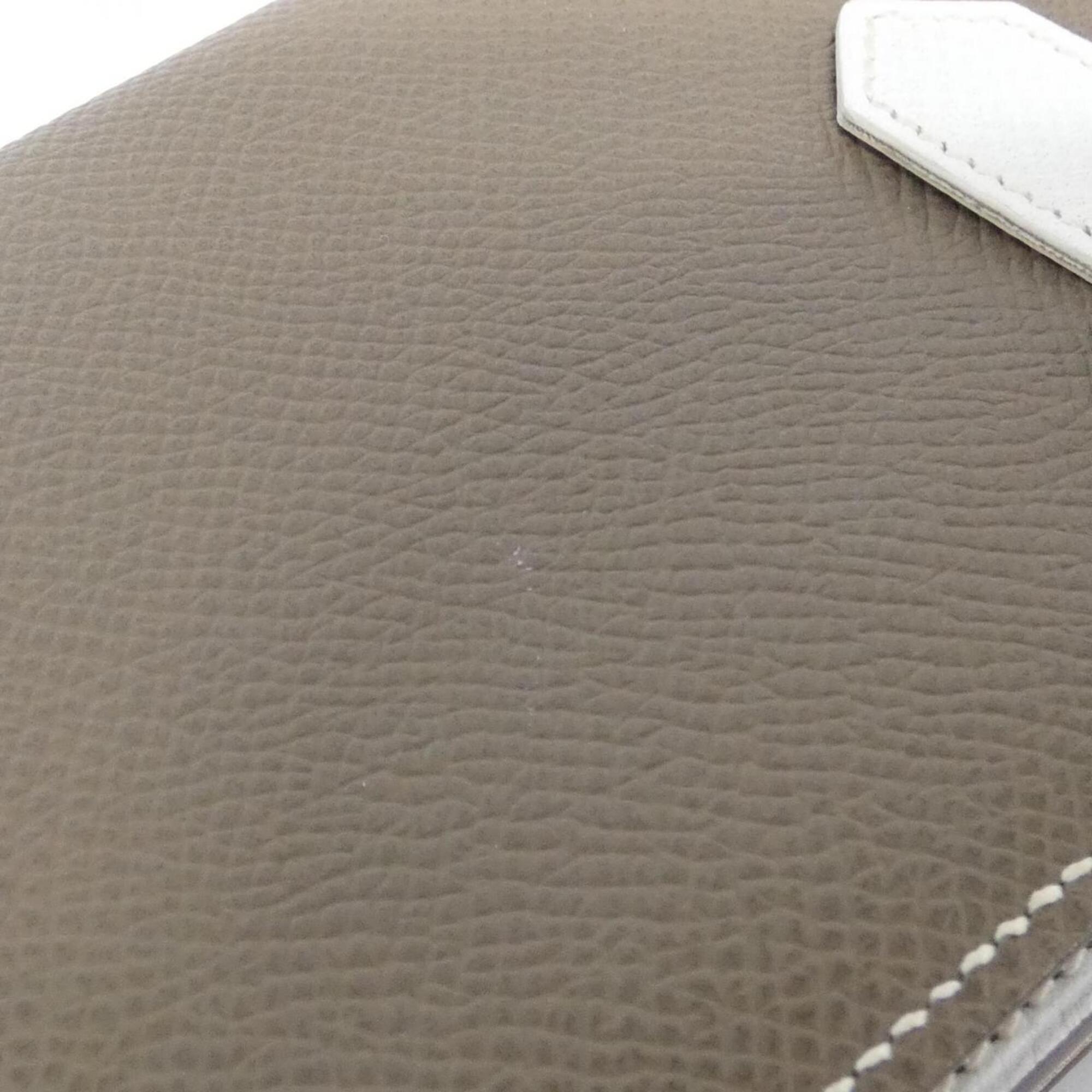 Hermes Etoupe Gray Soufre White Epsom Leather Long Wallet (Bi-Fold) (Pre-Owned)