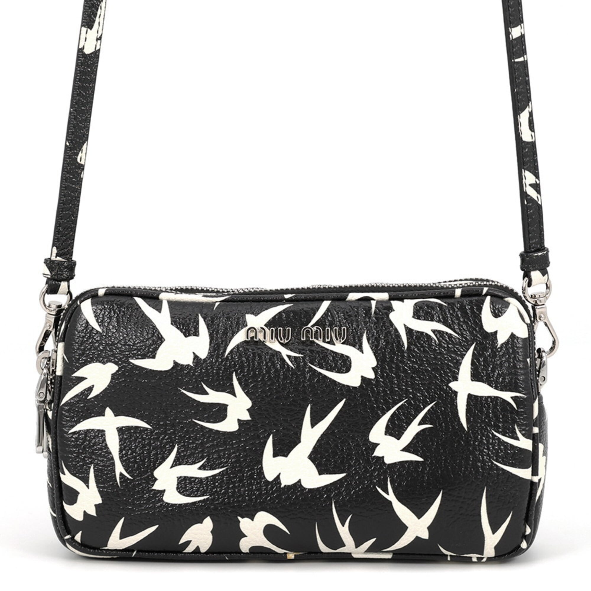 Miu Miu Black White Leather Handbag Shoulder Bag (Pre-Owned)