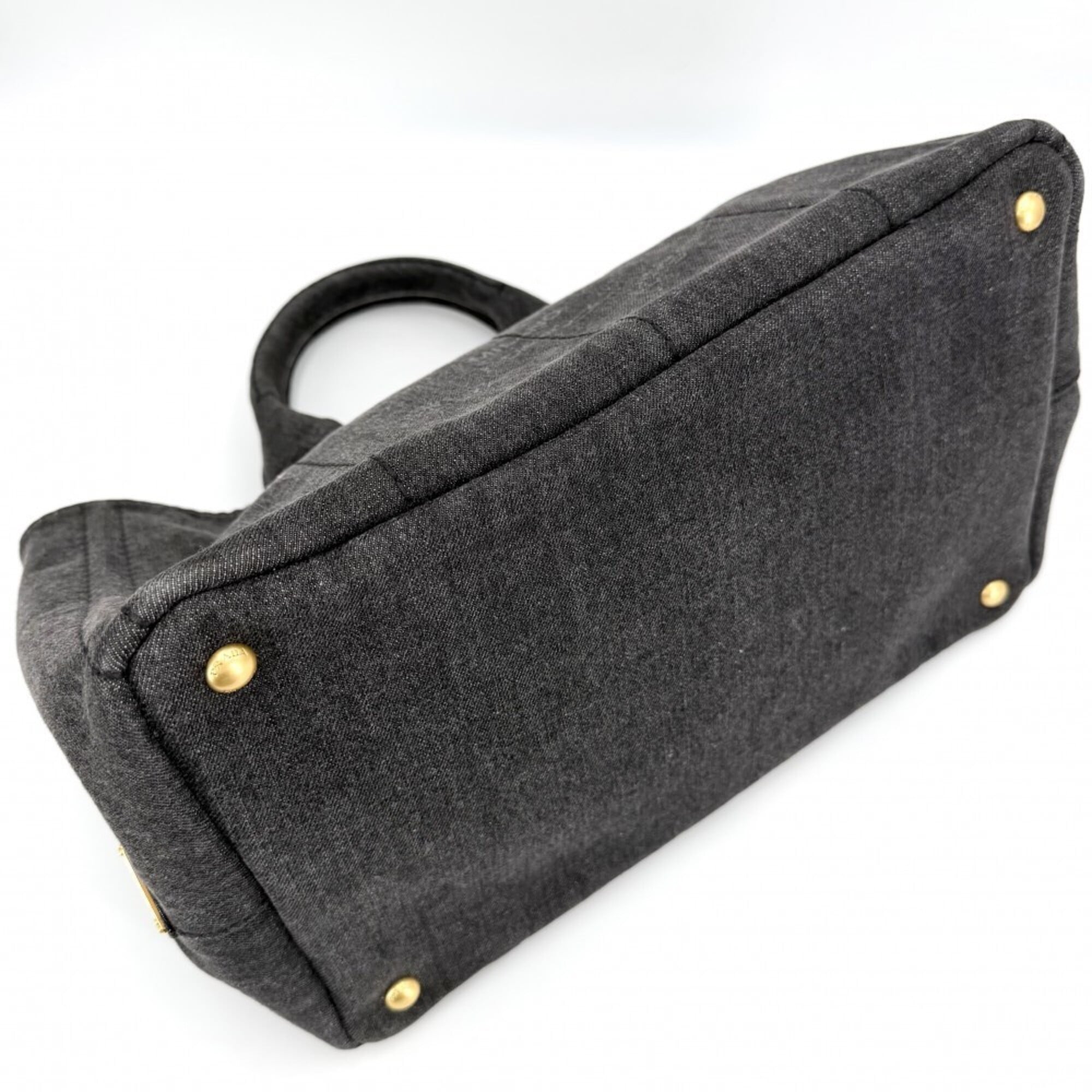 Prada Canapa Black Canapa Handbag Shoulder Bag Tote Bag (Pre-Owned)