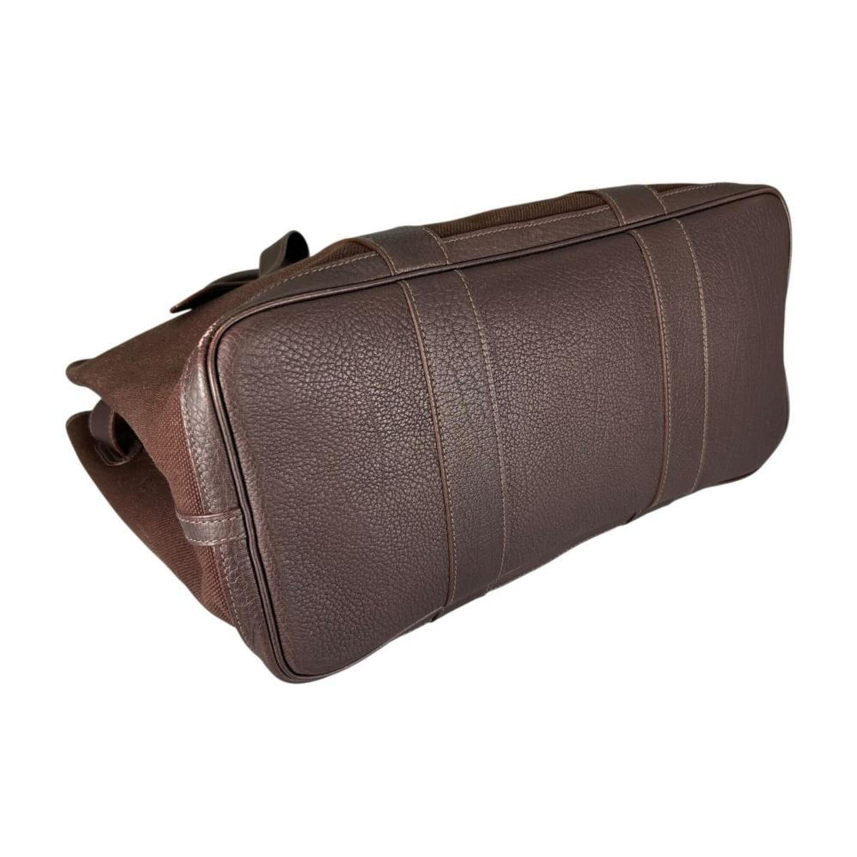 Hermes Brown Canvas Leather Tote Bag (Pre-Owned)