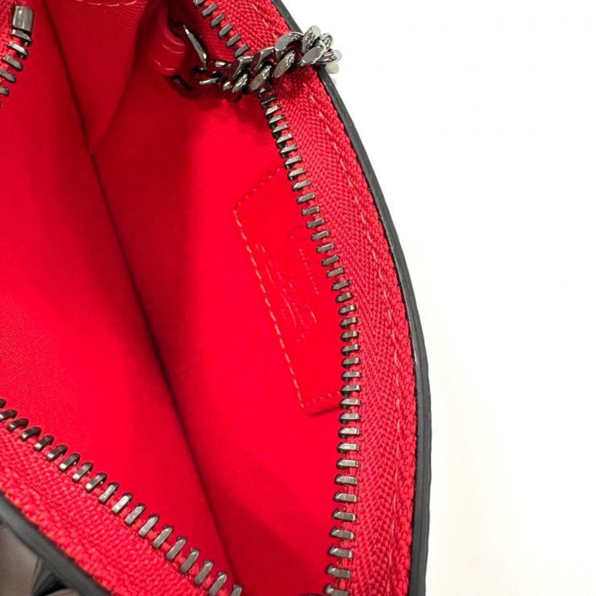 Christian Louboutin Black Red Color Leather Coin Purse/Coin Case (Pre-Owned)