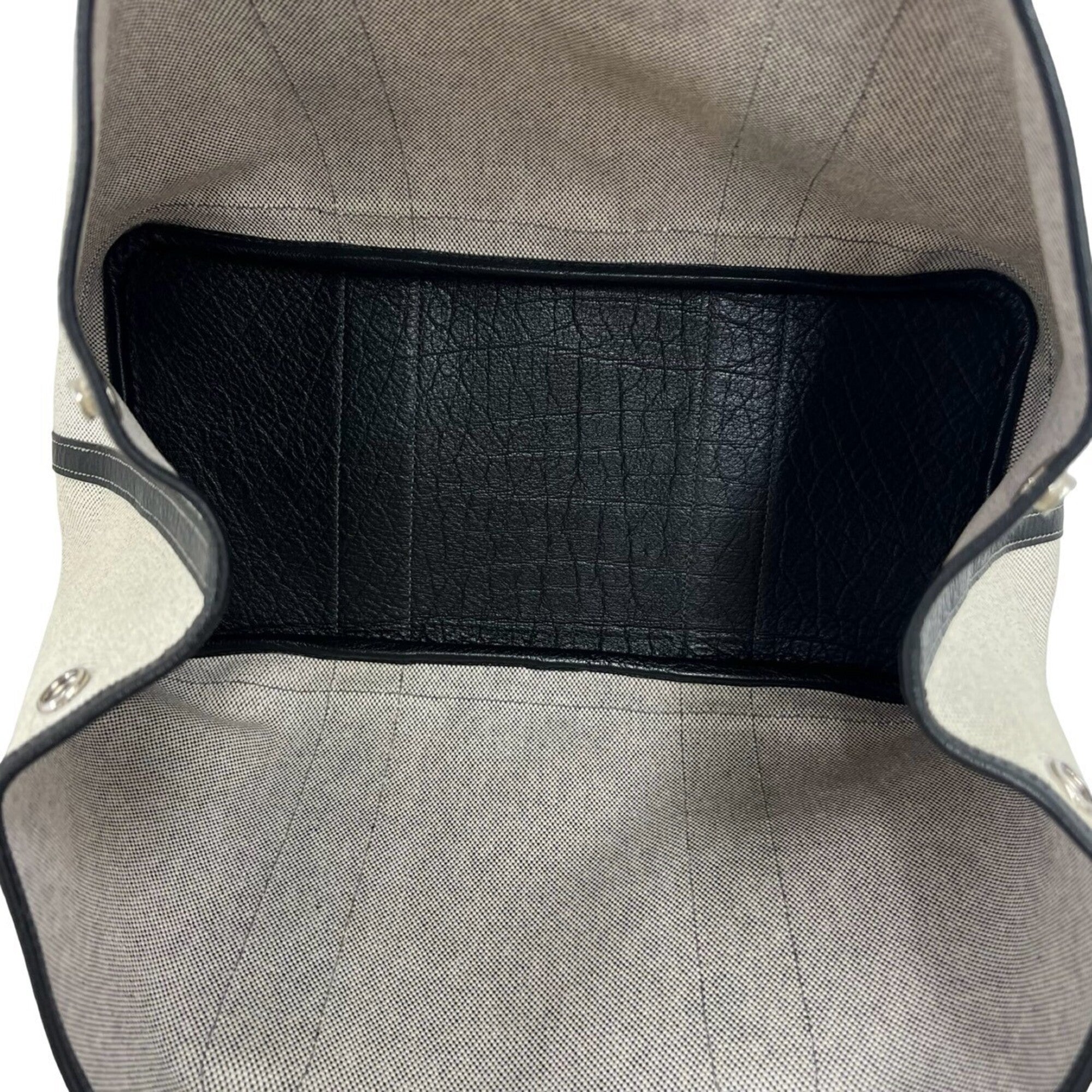 Hermes Black Gray Toile H Negonda Leather Handbag Tote Bag (Pre-Owned)