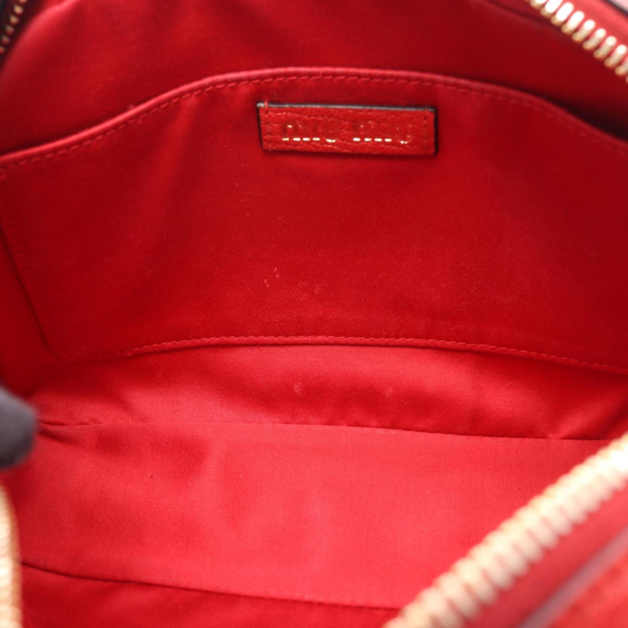 Miu Miu Black Ivory Red Color Leather Handbag Shoulder Bag (Pre-Owned)