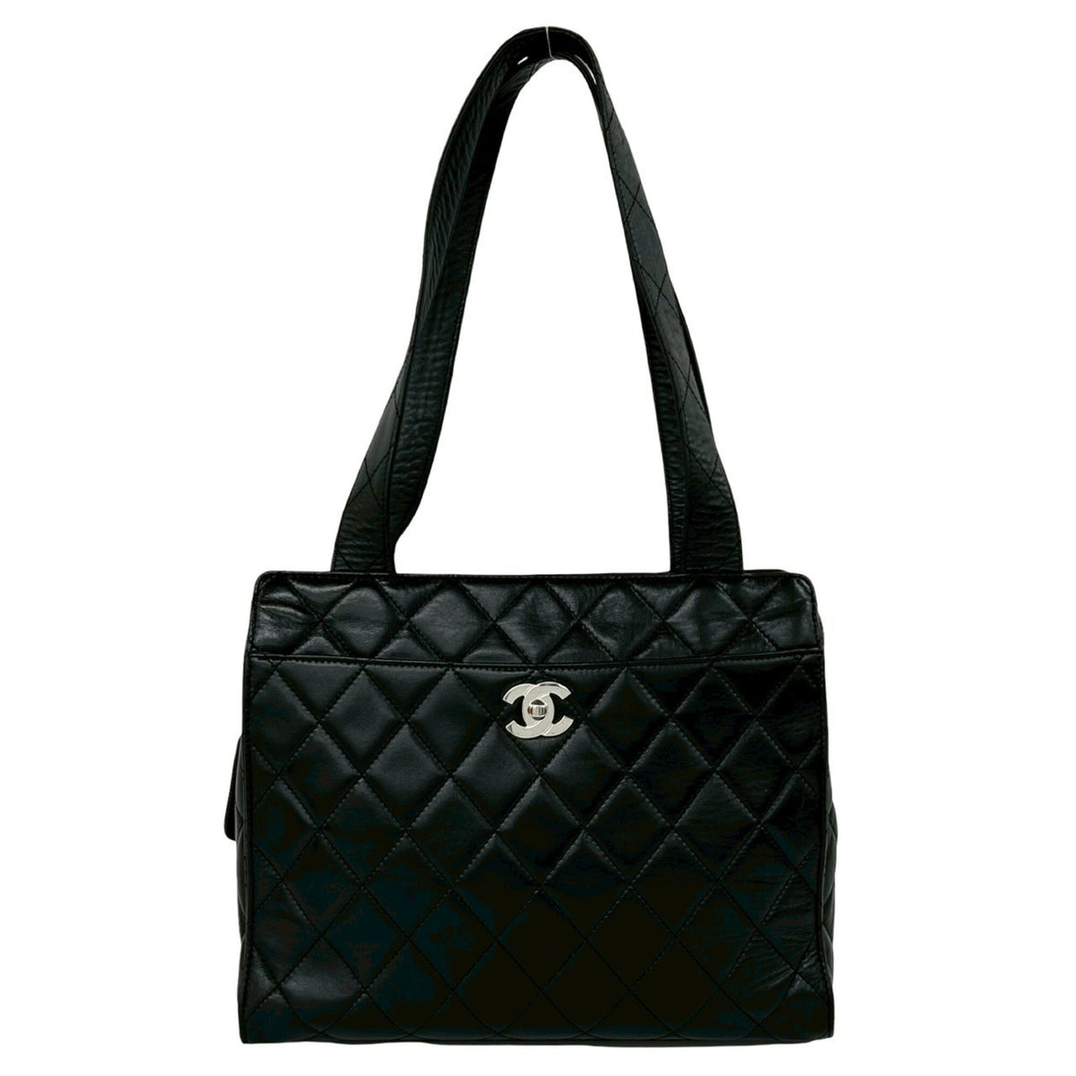 Chanel Black Leather Shoulder Bag Tote Bag (Pre-Owned)