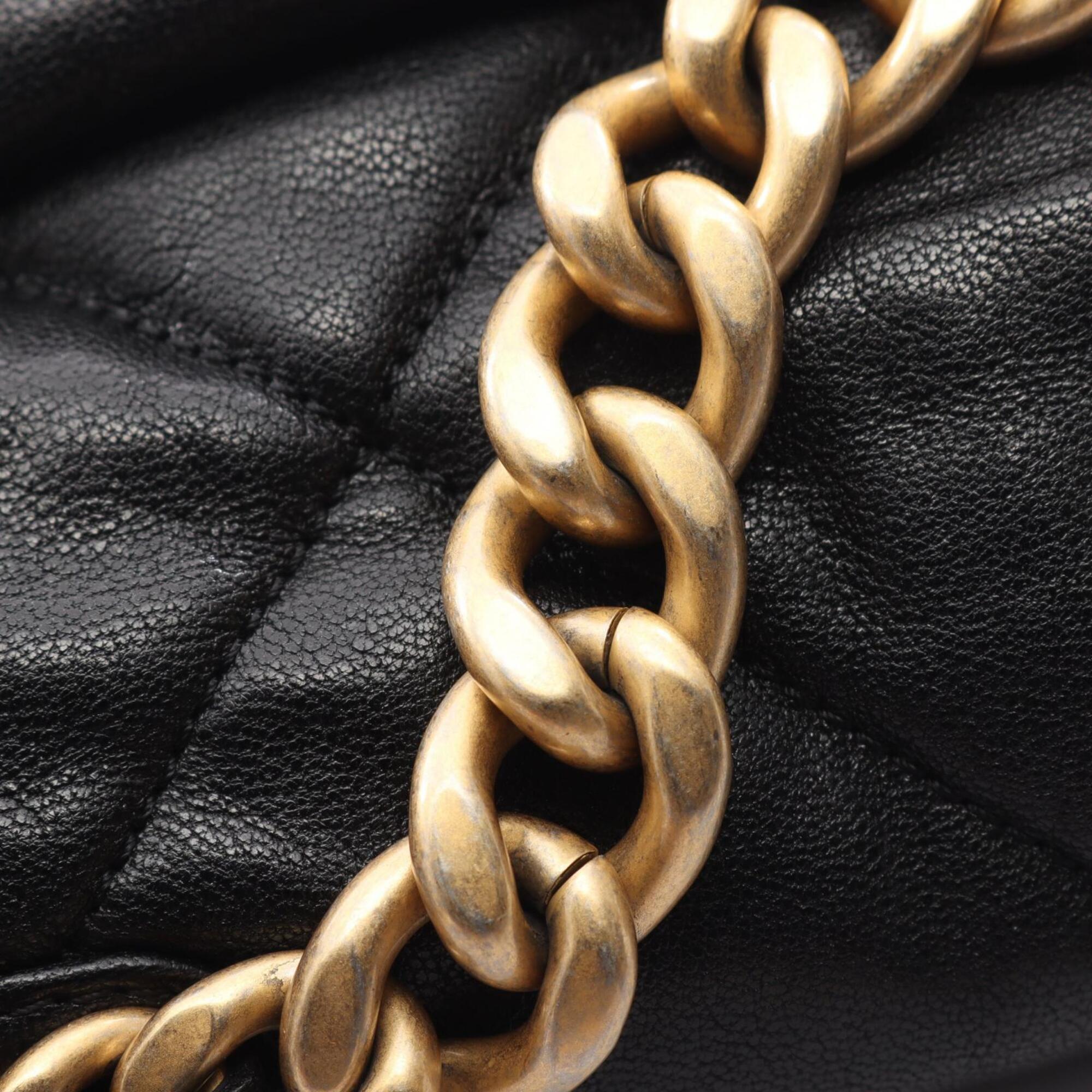 Chanel Black Leather Handbag Shoulder Bag (Pre-Owned)