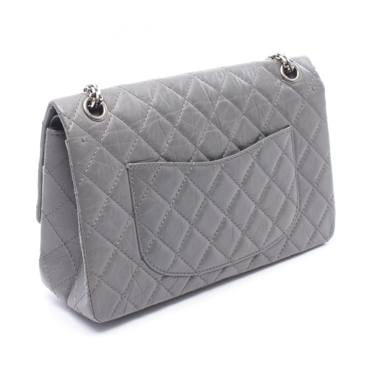 Chanel Gray Leather Handbag Shoulder Bag (Pre-Owned)