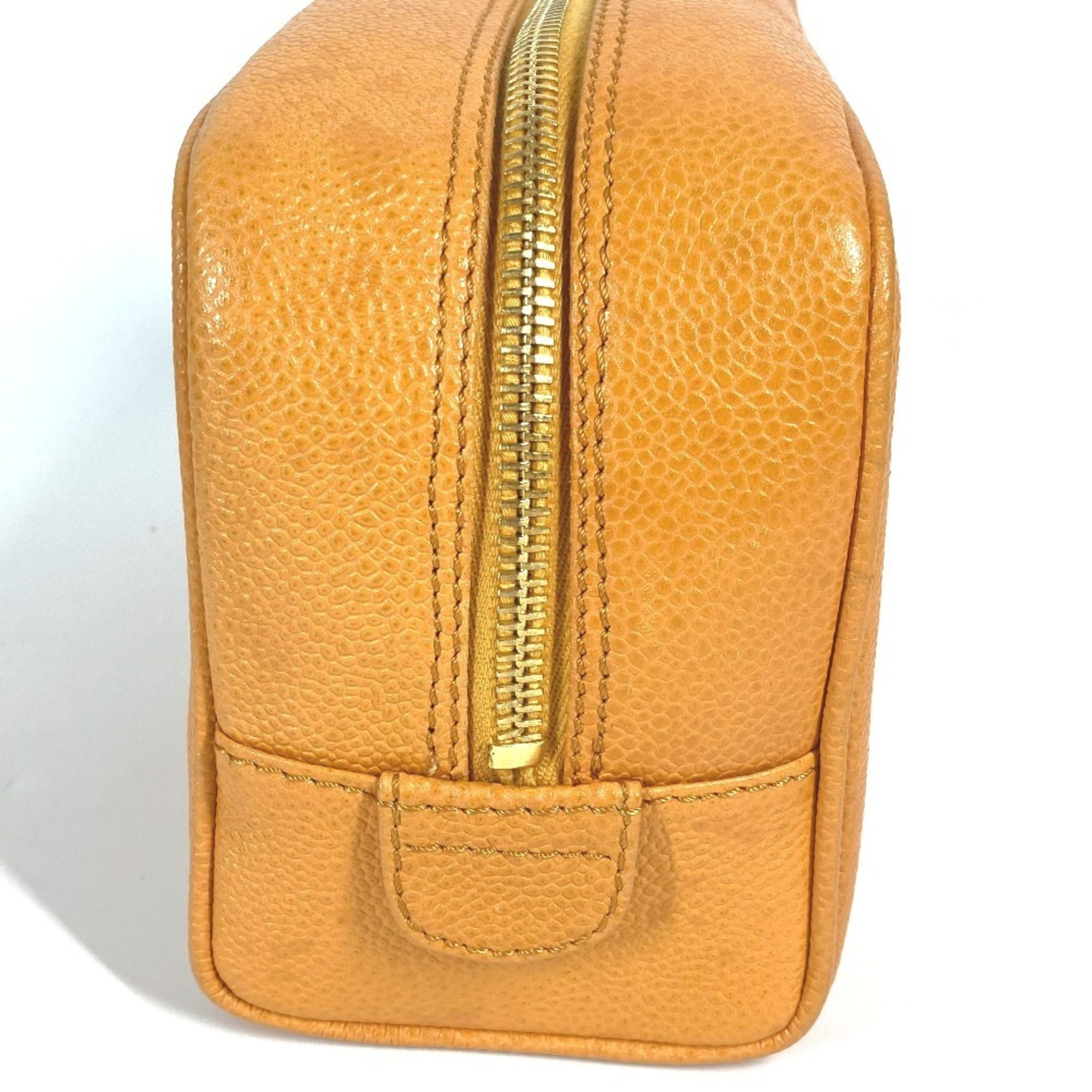 Chanel Orange Yellow Grained Calfskin Pouch (Pre-Owned)