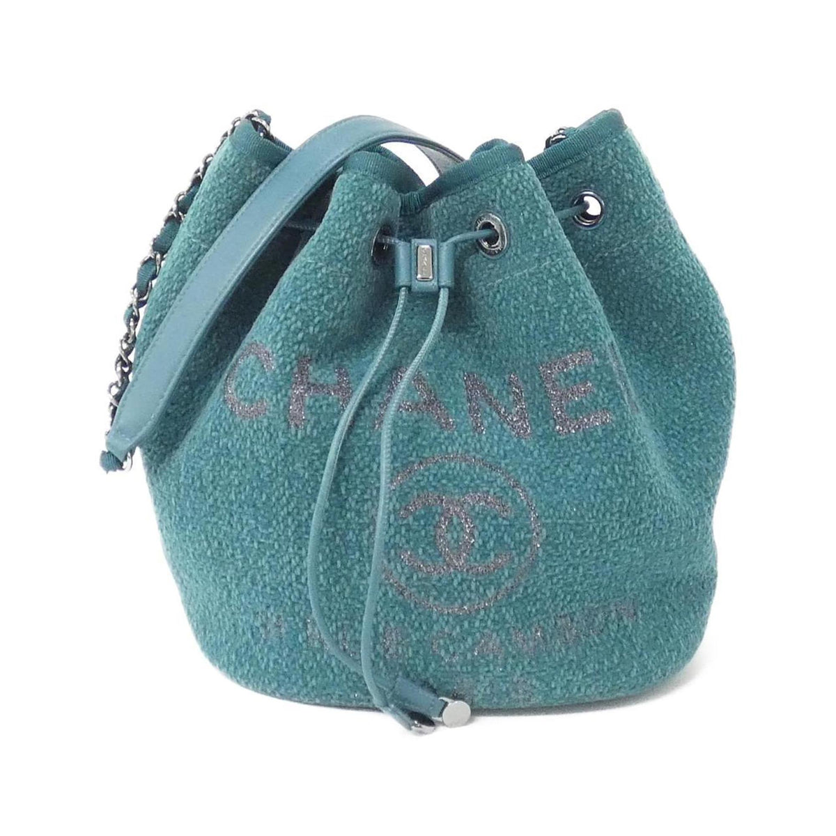 Chanel Green Canvas Shoulder Bag (Pre-Owned)