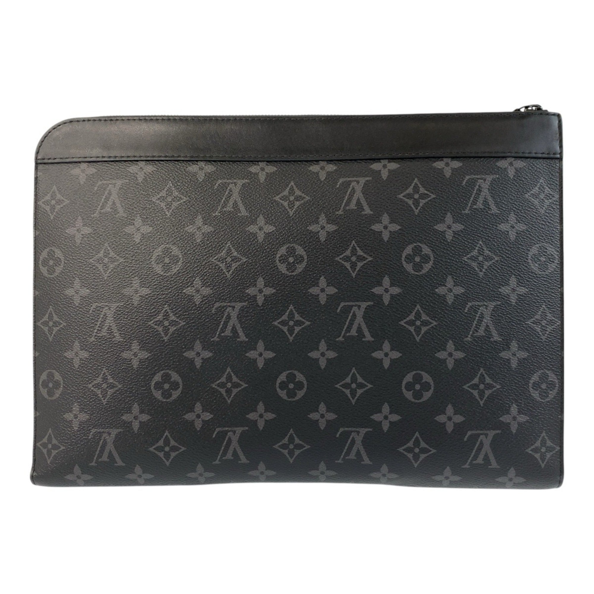 Louis Vuitton Black Gray Pvc Leather Clutch Bag Pochette (Pre-Owned)