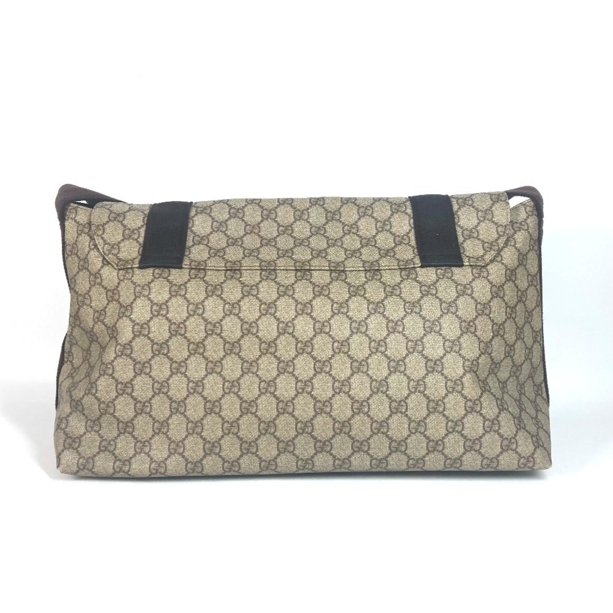 Gucci Gg Plus Beige Dark Brown Gg Supreme Leather Messenger Bag Shoulder Bag (Pre-Owned)