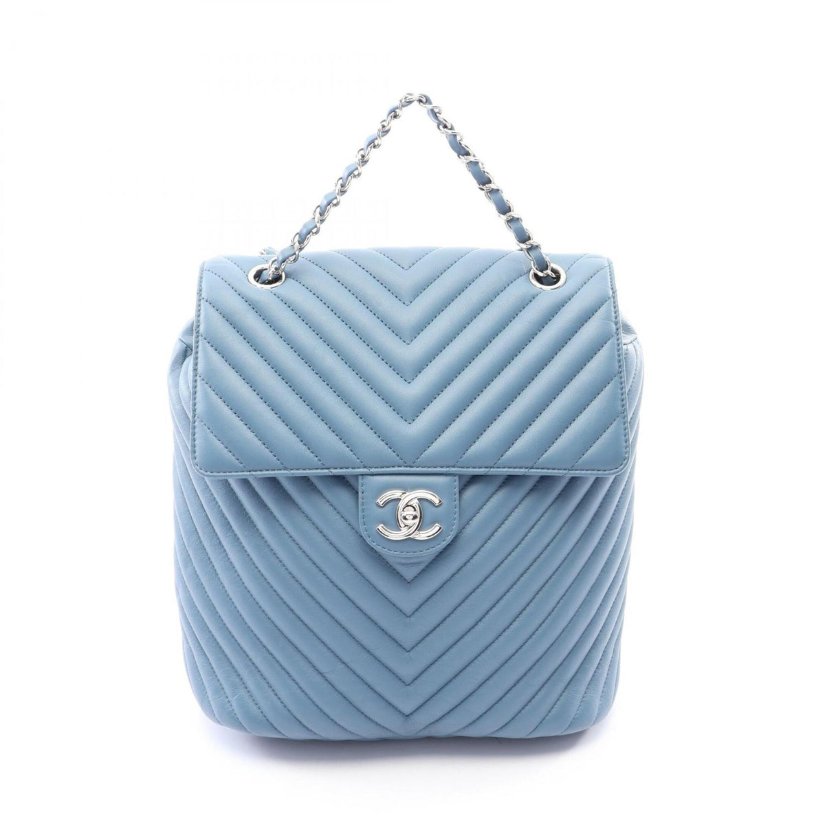 Chanel Blue Leather Backpack Handbag (Pre-Owned)