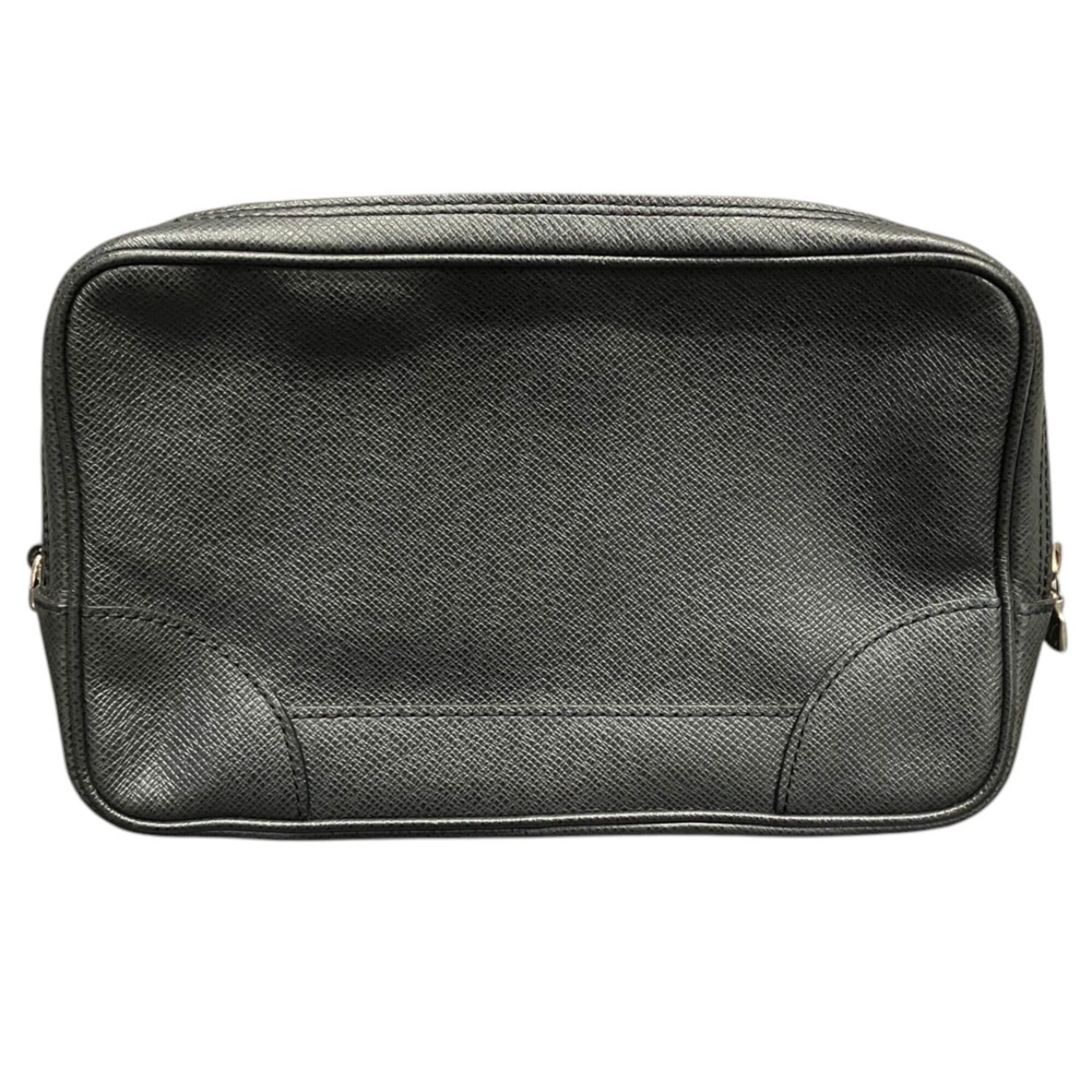Louis Vuitton Taiga Ardoise Black Leather Clutch Bag (Pre-Owned)