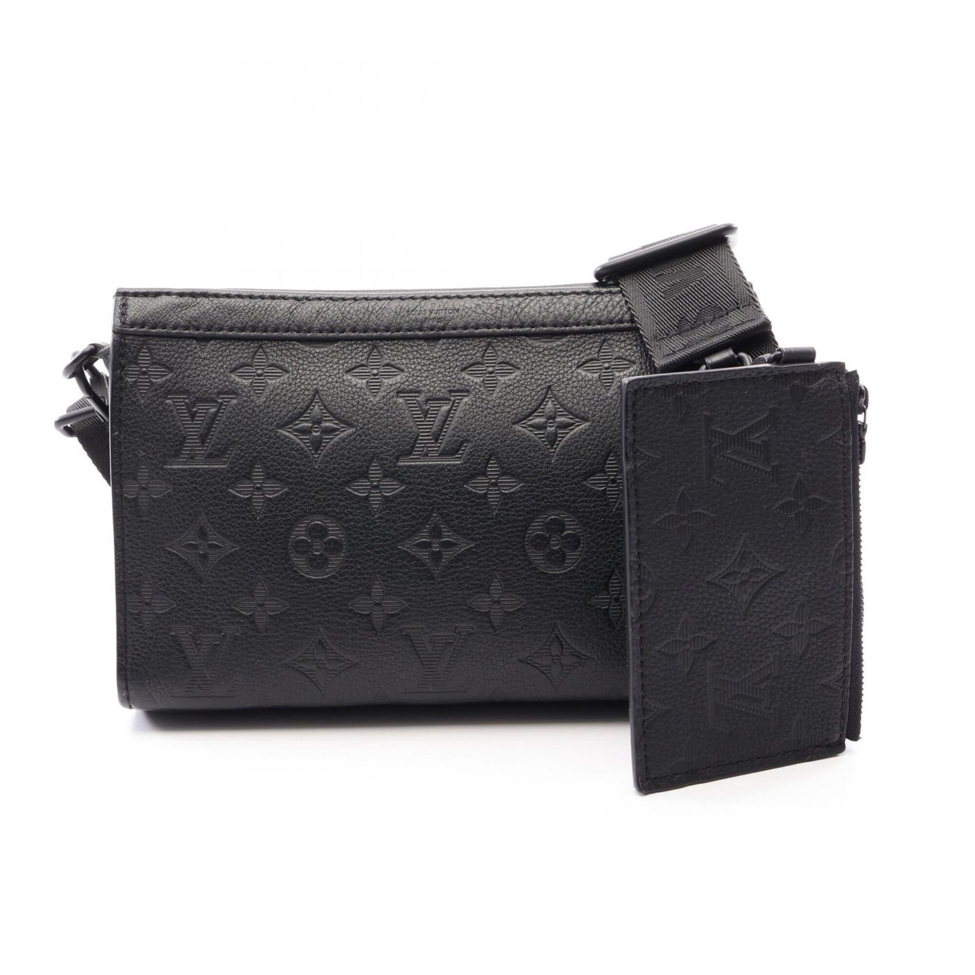 Louis Vuitton Black Leather Handbag Pouch Shoulder Bag (Pre-Owned)