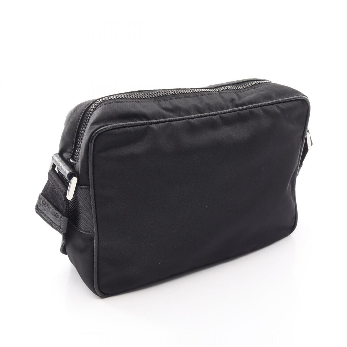 Prada Black Nylon Leather Handbag Shoulder Bag (Pre-Owned)