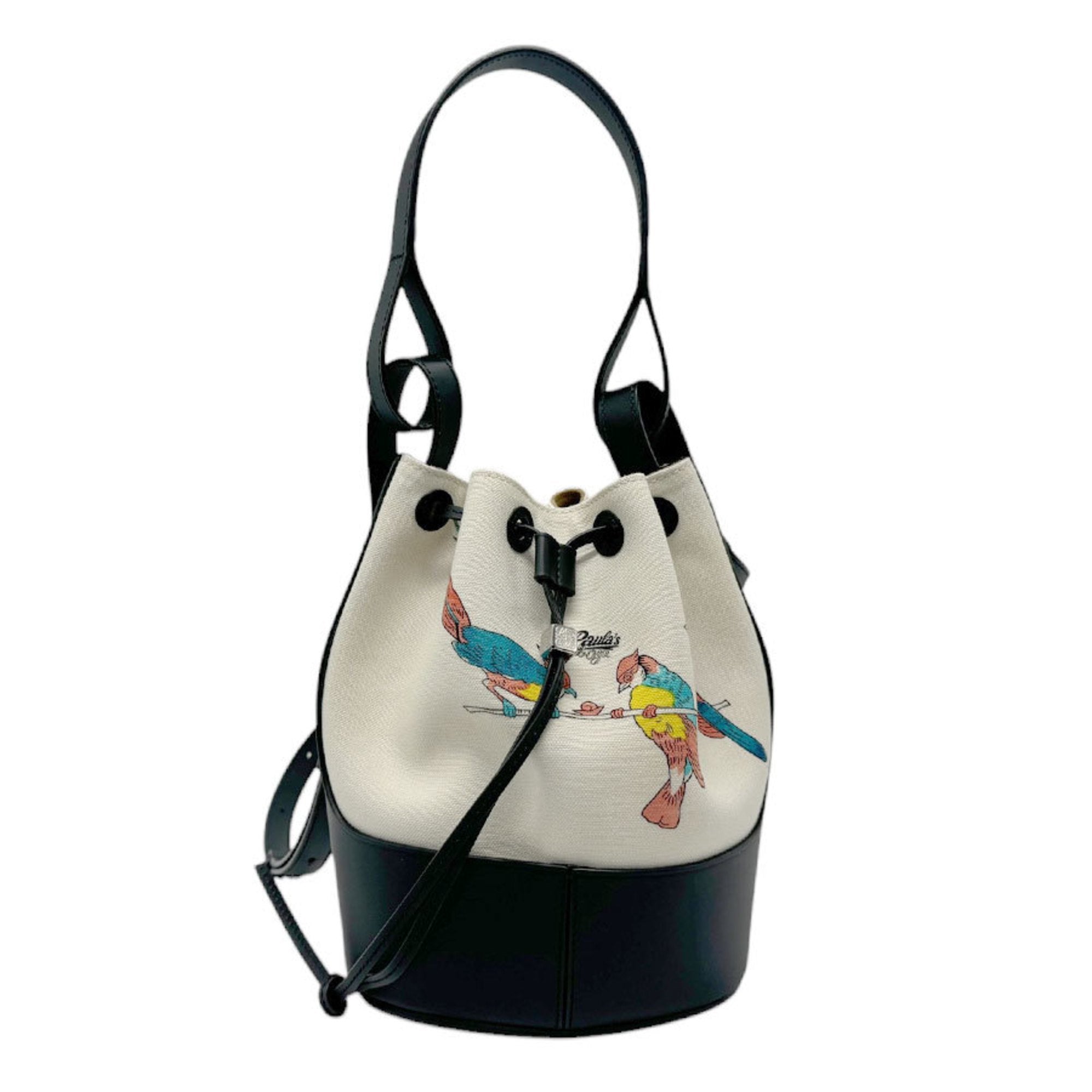 Loewe Black Multi-Color Off-White Canvas Leather Handbag Shoulder Bag (Pre-Owned)