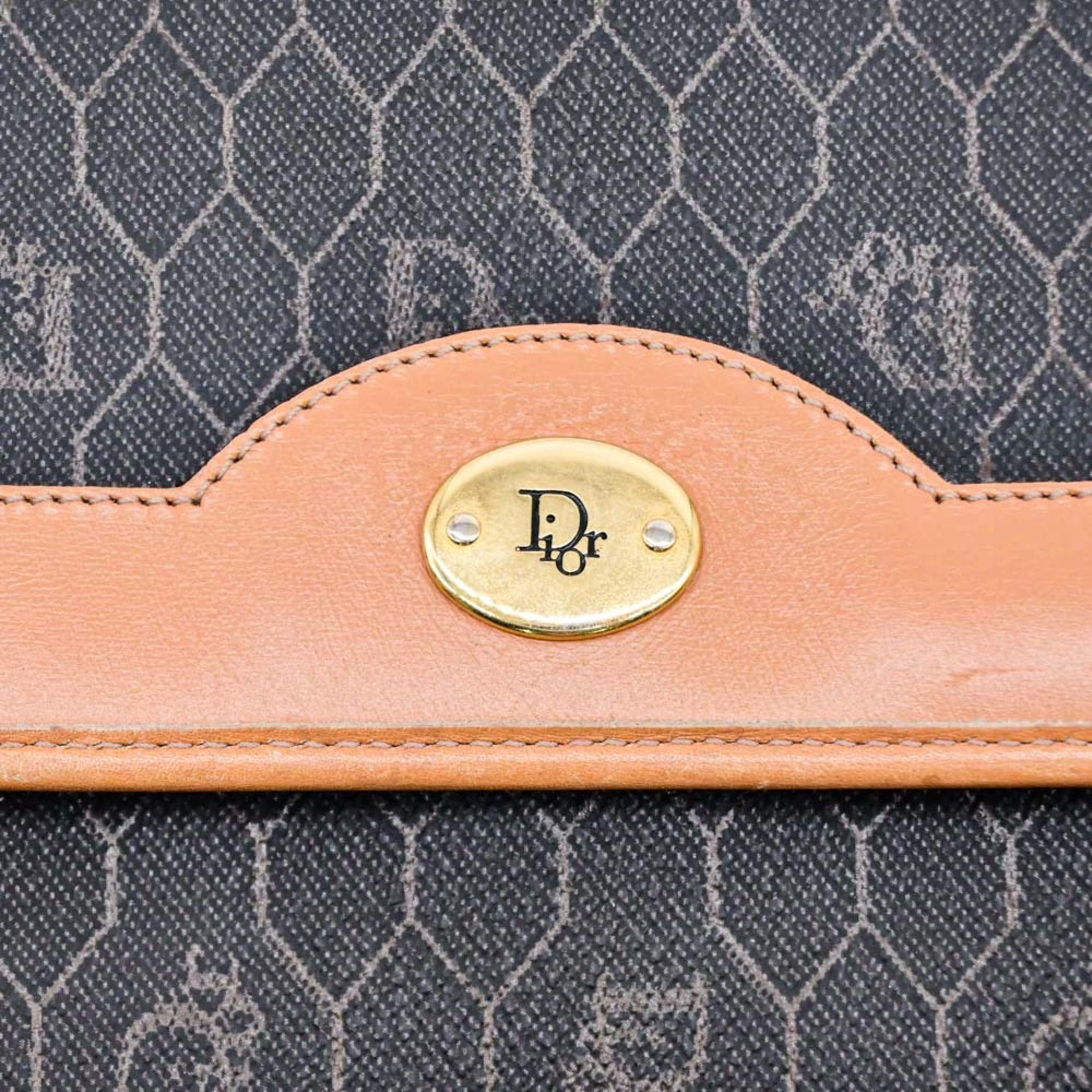 Christian Dior Dark Brown Light Brown Leather Shoulder Bag (Pre-Owned)