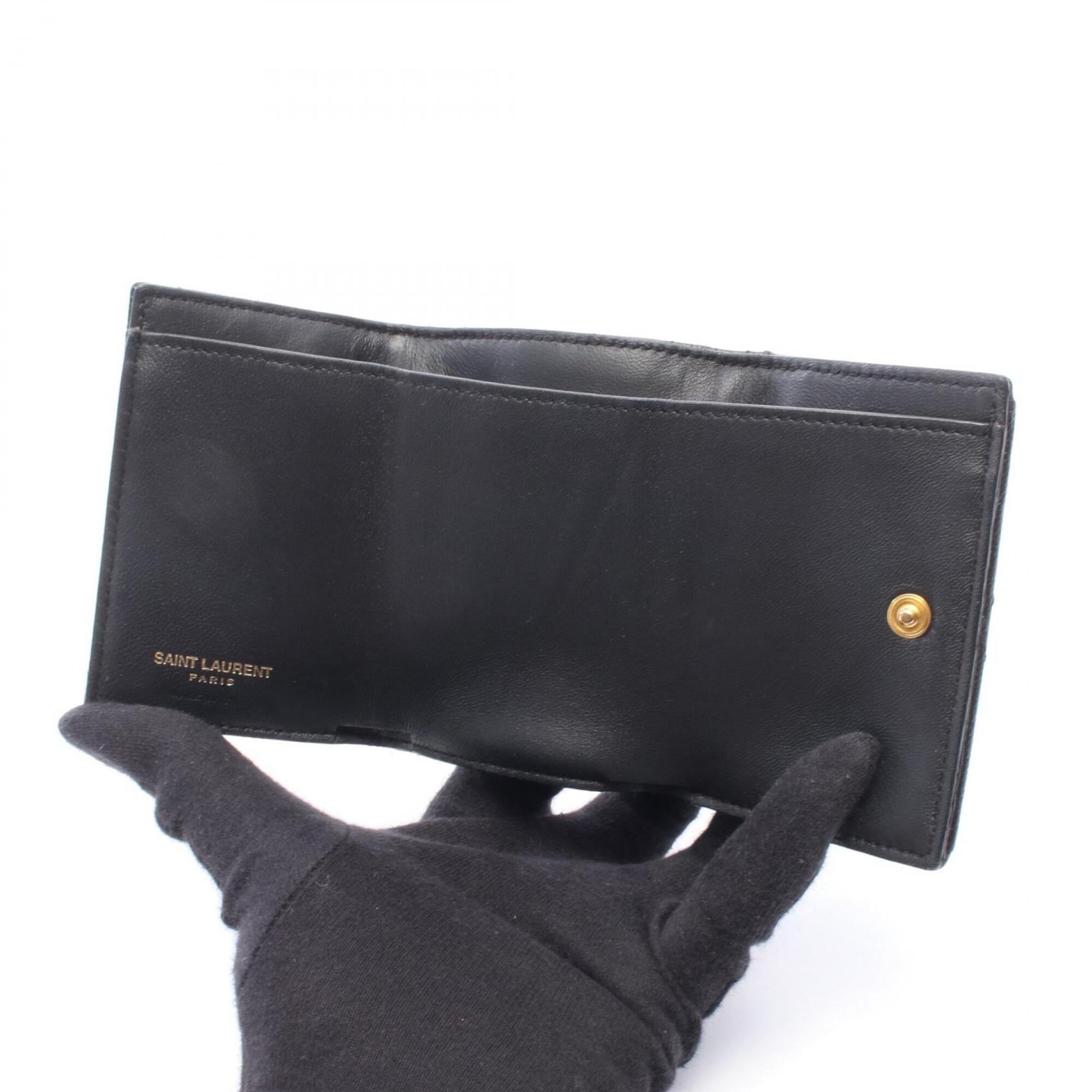 Saint Laurent Black Leather Wallet (Tri-Fold) (Pre-Owned)