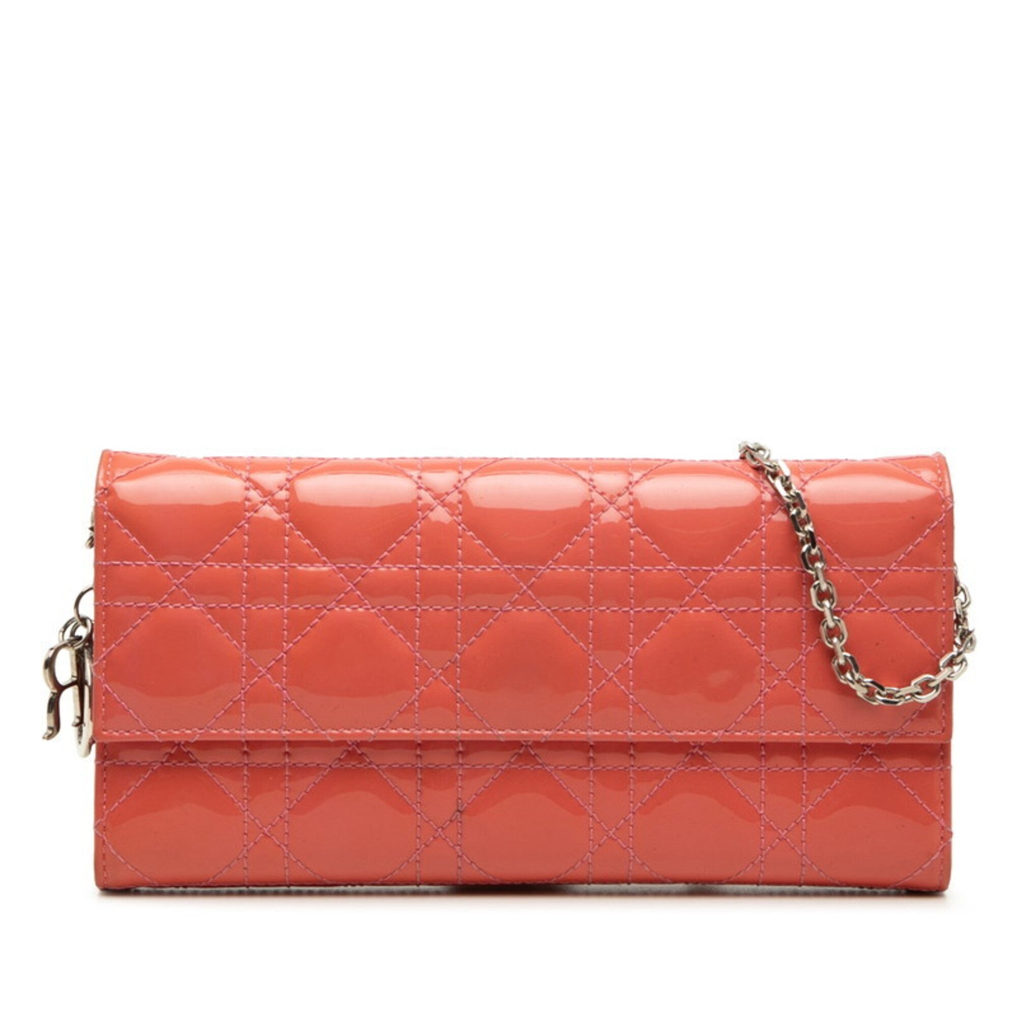Christian Dior Pink Patent Leather Long Wallet (Bi-Fold) (Pre-Owned)