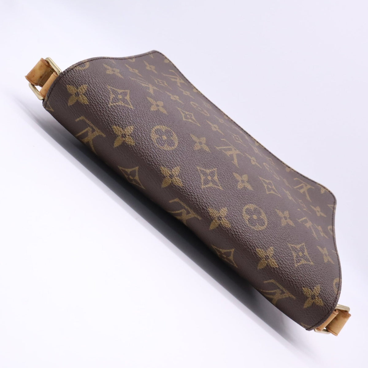 Louis Vuitton Beige Brown Coated Canvas Leather Shoulder Bag (Pre-Owned)
