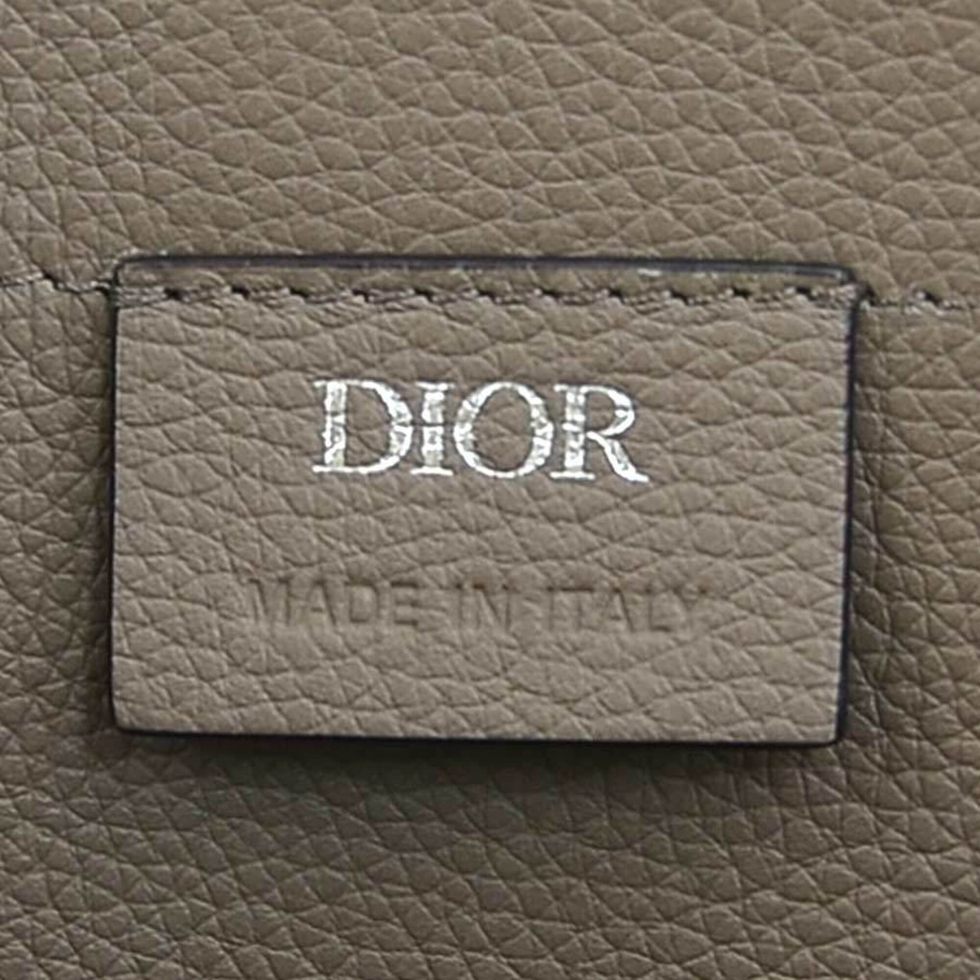 Christian Dior Gray Light Blue Leather Handbag (Pre-Owned)