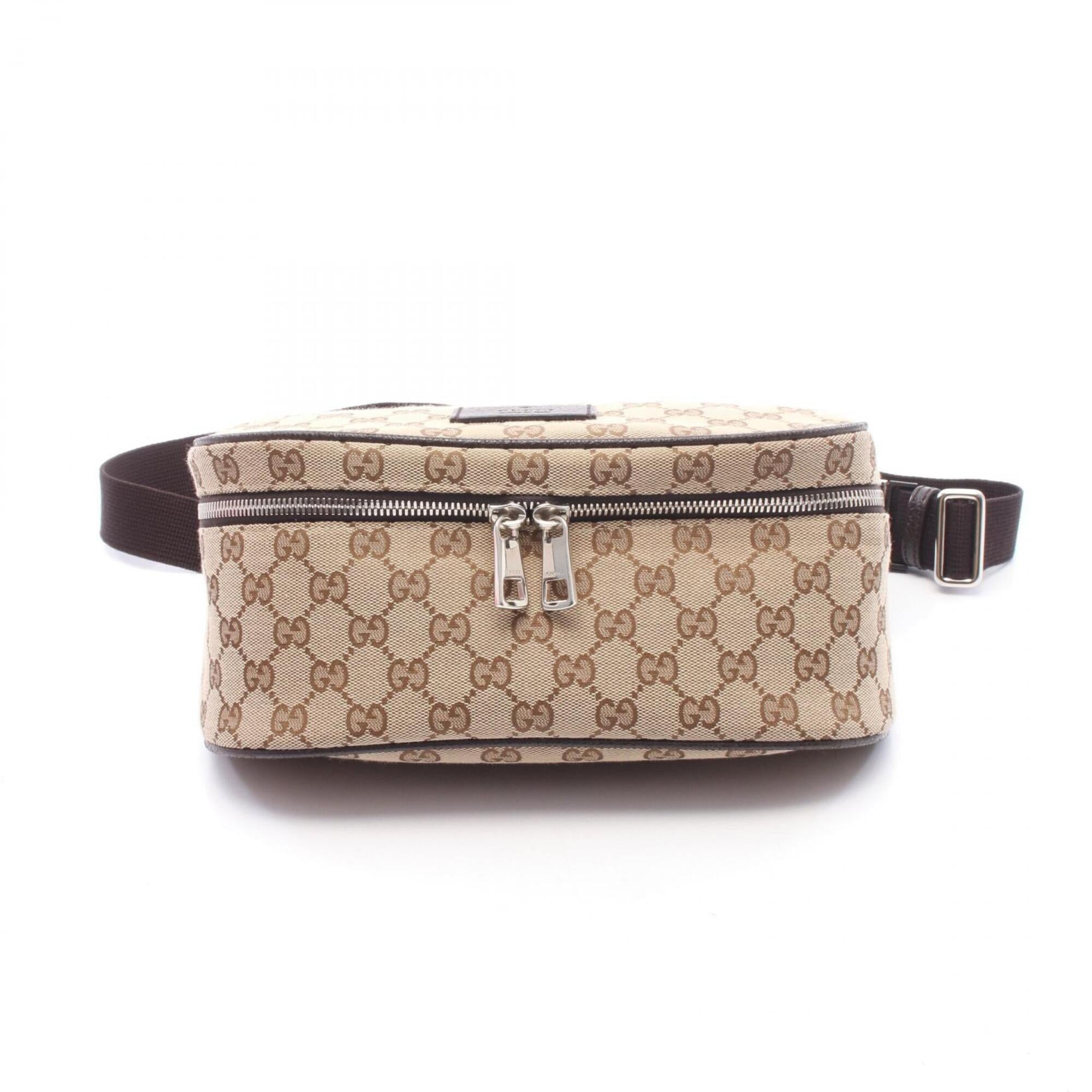 Gucci Beige Brown Gg Canvas Leather Fanny Pack (Pre-Owned)