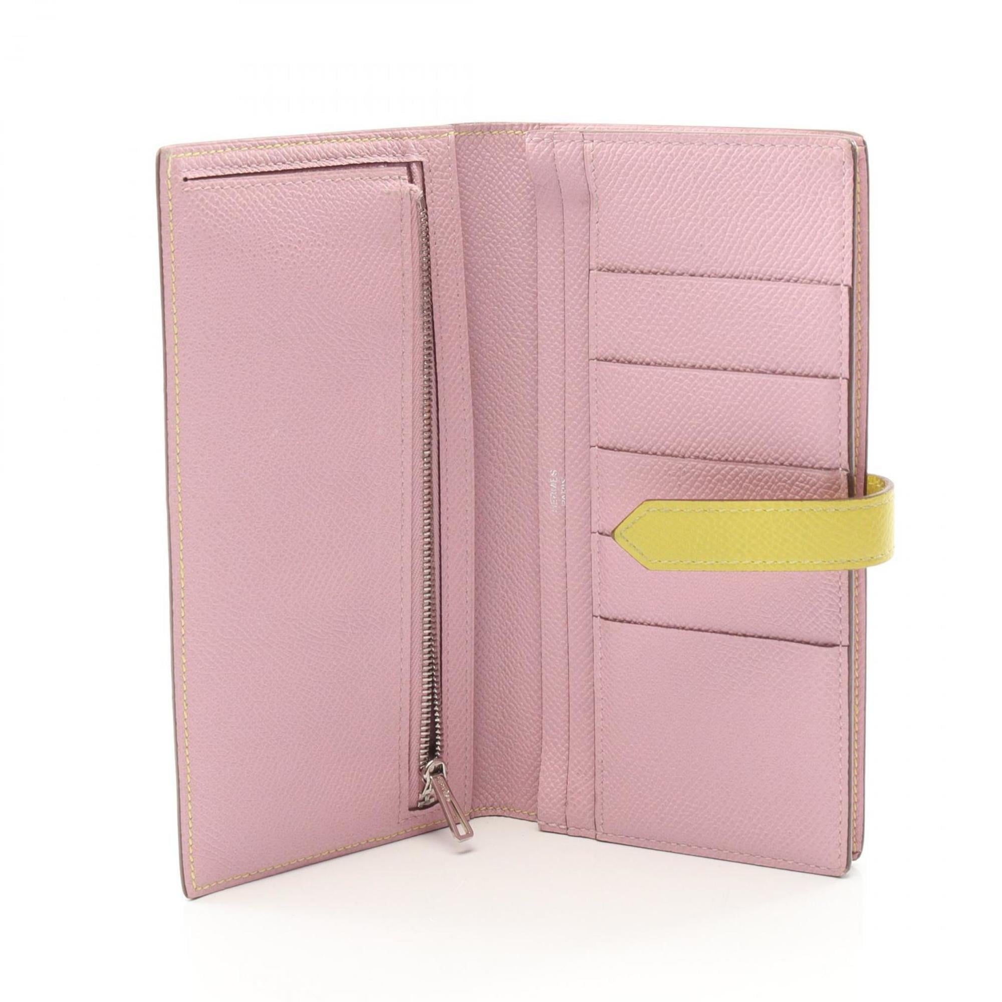 Hermes Lime Yellow Epsom Leather Leather Long Wallet (Bi-Fold) (Pre-Owned)