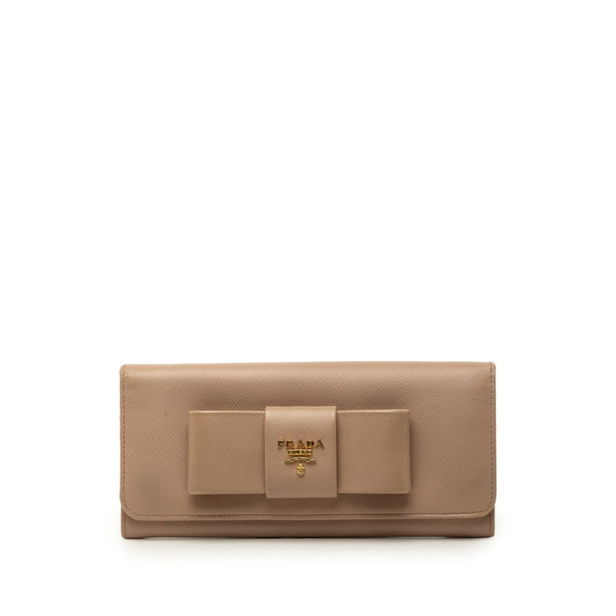 Prada Beige Leather Long Wallet (Bi-Fold) (Pre-Owned)