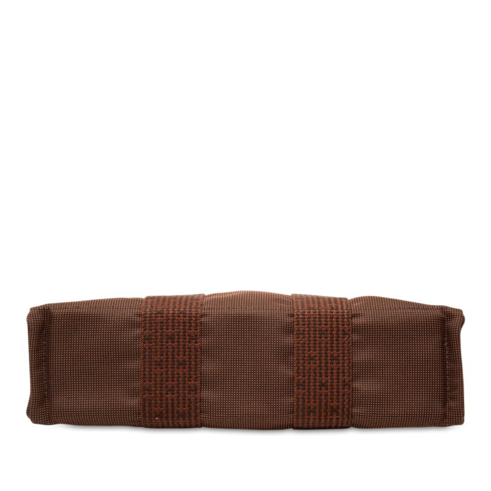 Hermes Brown Canvas Handbag Tote Bag (Pre-Owned)
