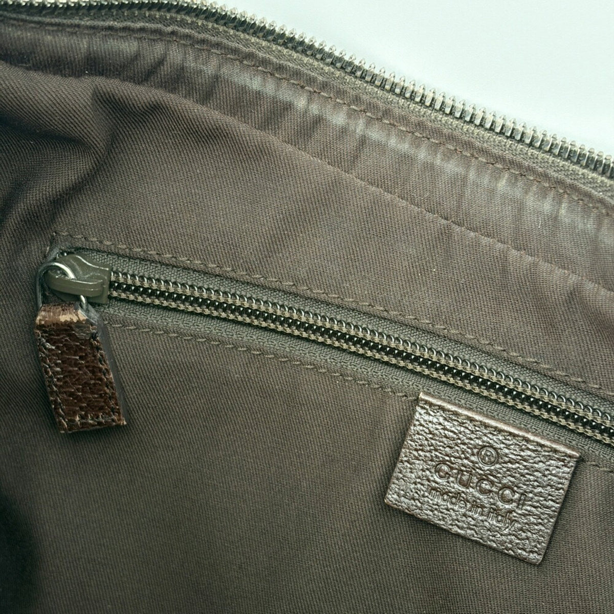 Gucci Beige Brown Canvas Leather Shoulder Bag (Pre-Owned)