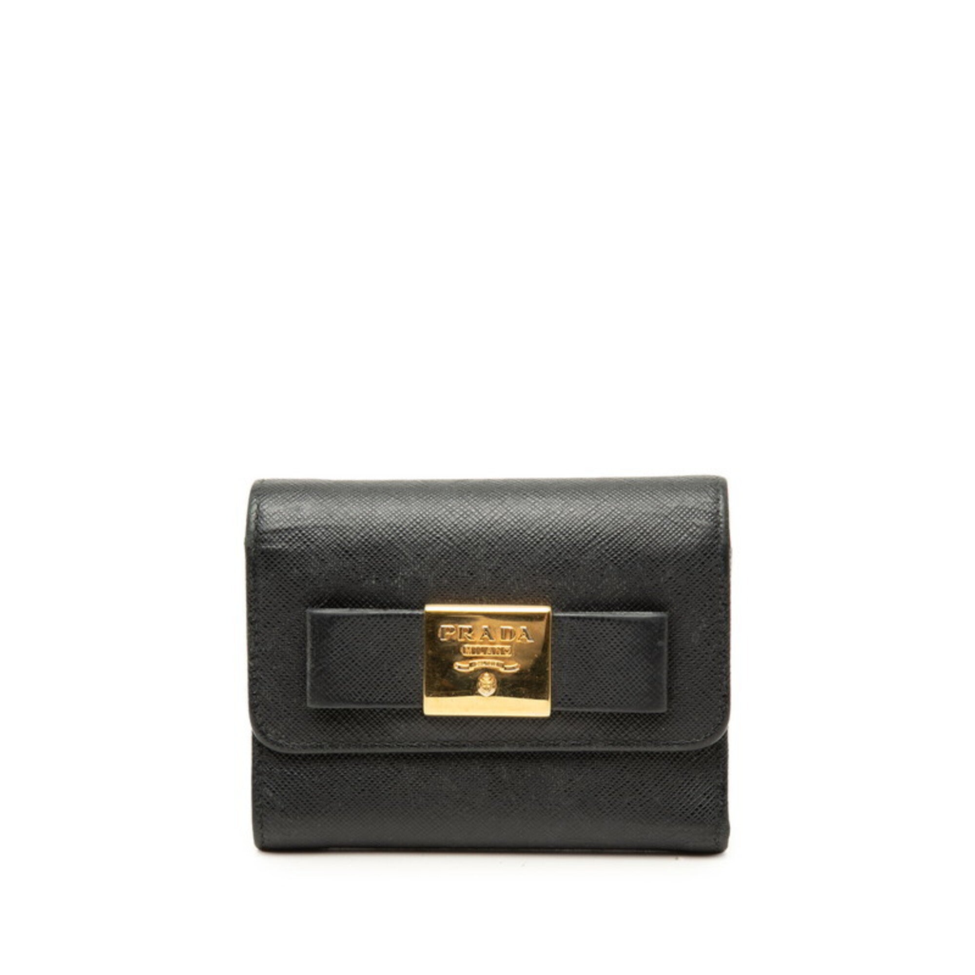 Prada Black Leather Wallet (Tri-Fold) (Pre-Owned)