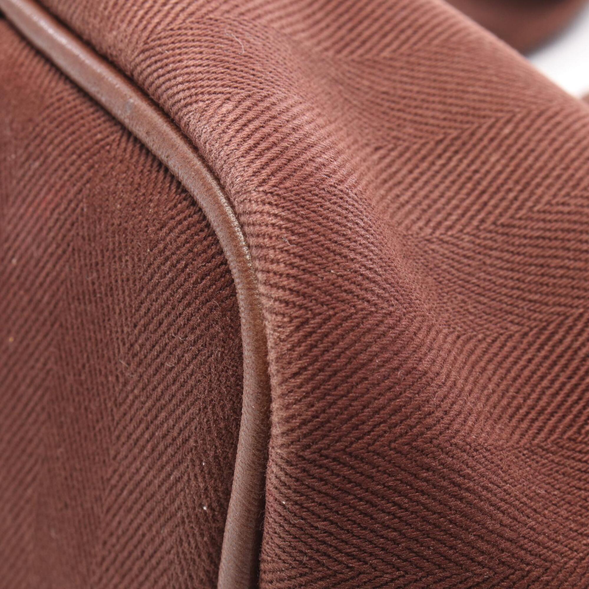 Hermes Brown Toile Chevron Leather Canvas Handbag (Pre-Owned)