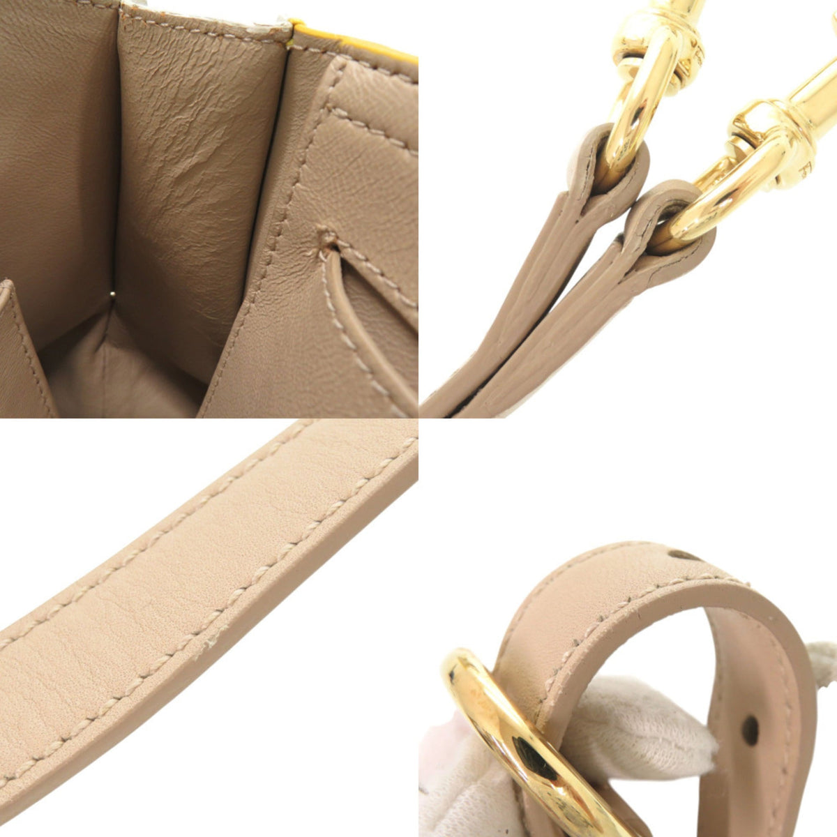 Salvatore Ferragamo Beige Multi-Color White Yellow Leather Handbag Shoulder Bag (Pre-Owned)