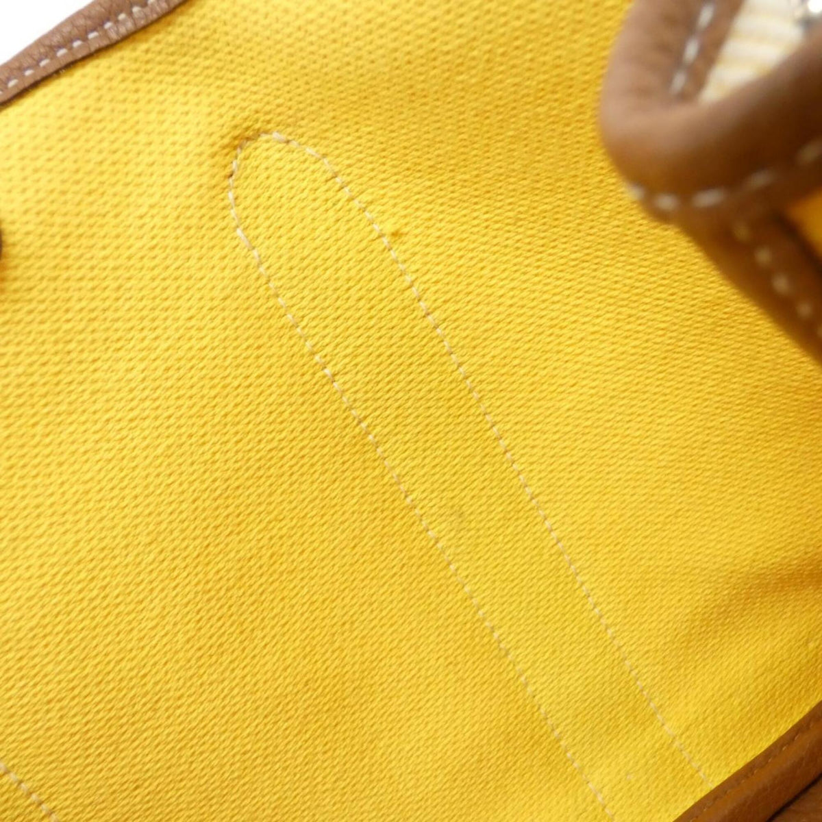 Hermes Ecru Yellow Toile H Negonda Leather Handbag (Pre-Owned)