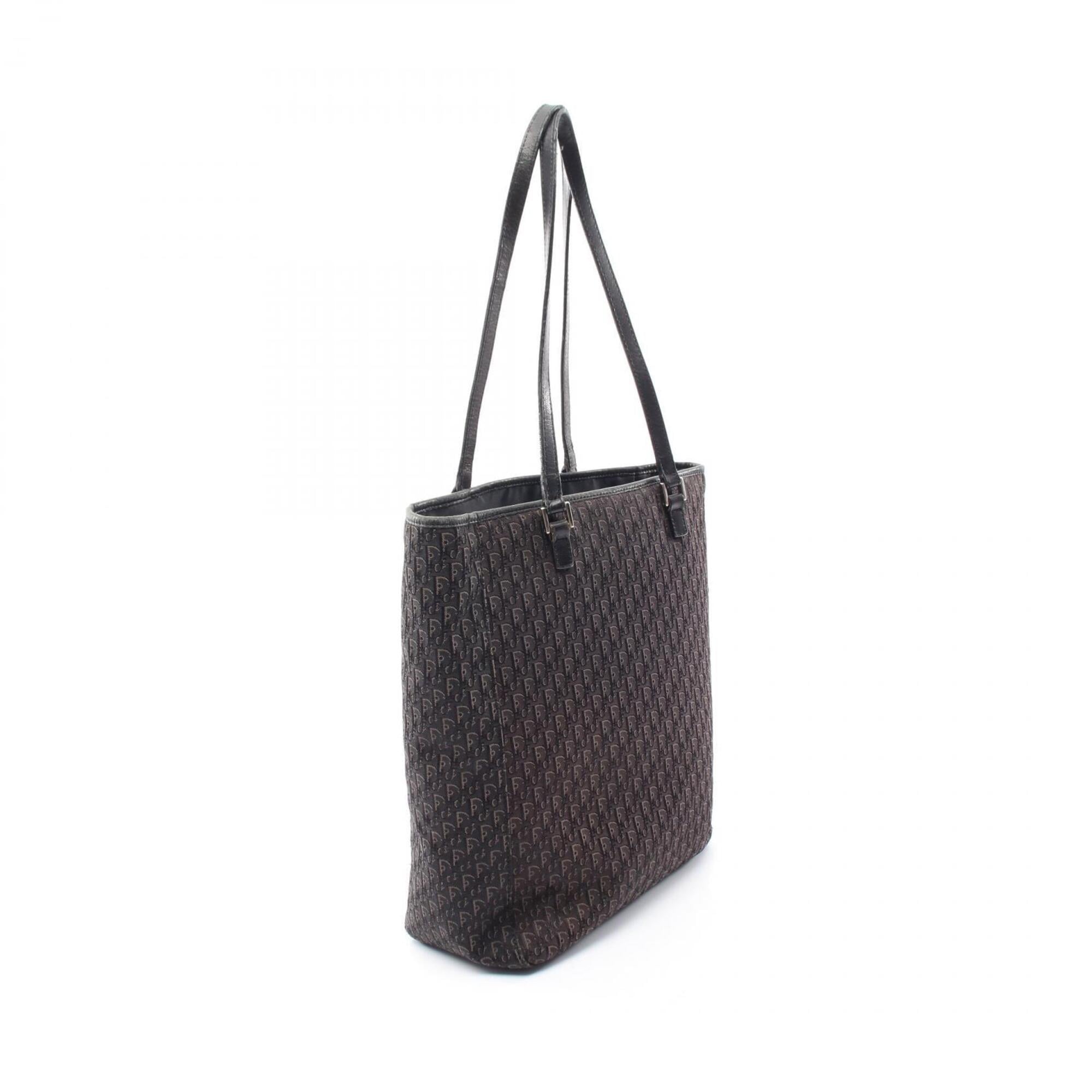 Christian Dior Black Gray Canvas Handbag Tote Bag (Pre-Owned)