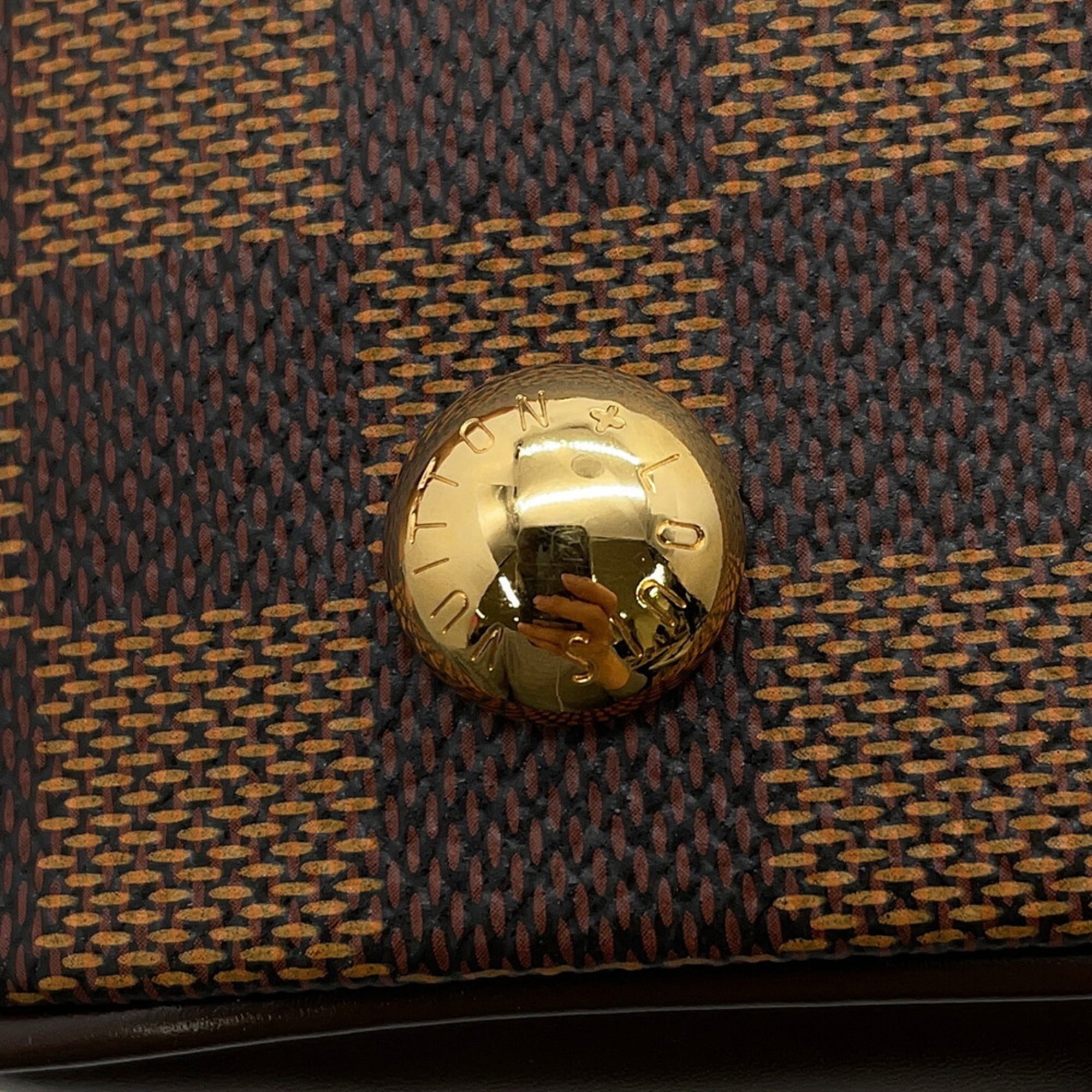 Louis Vuitton Damier Canvas Ebene Monogram Red Color Monogram Handbag (Pre-Owned)