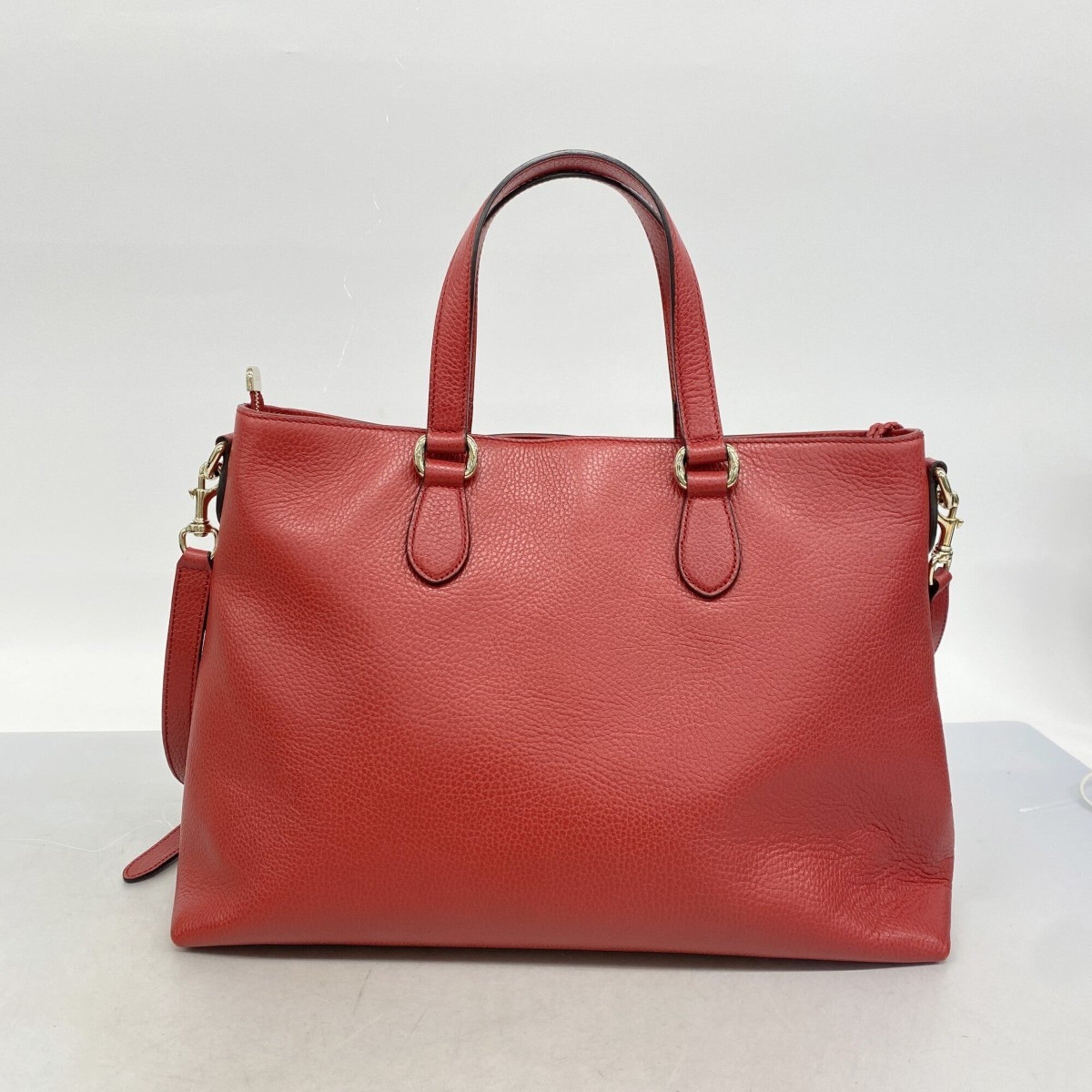 Gucci Red Color Leather Tote Bag (Pre-Owned)