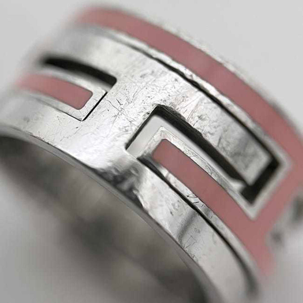 Hermes Silver Pink Silver 925 Band Ring (Pre-Owned)