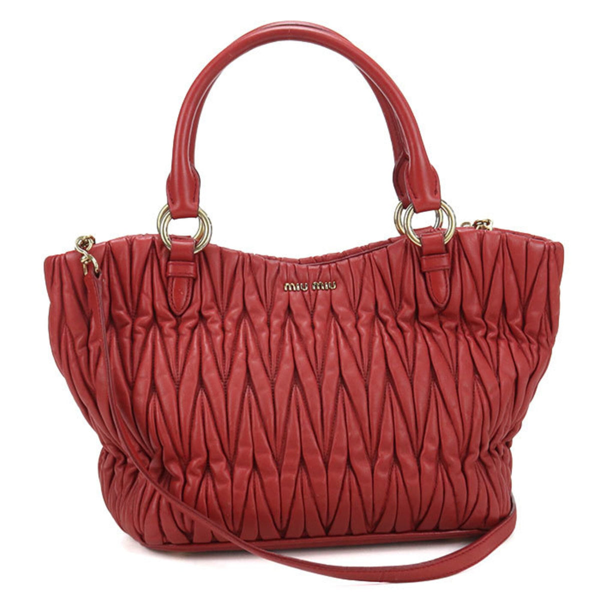 Miu Miu Red Color Leather Handbag (Pre-Owned)