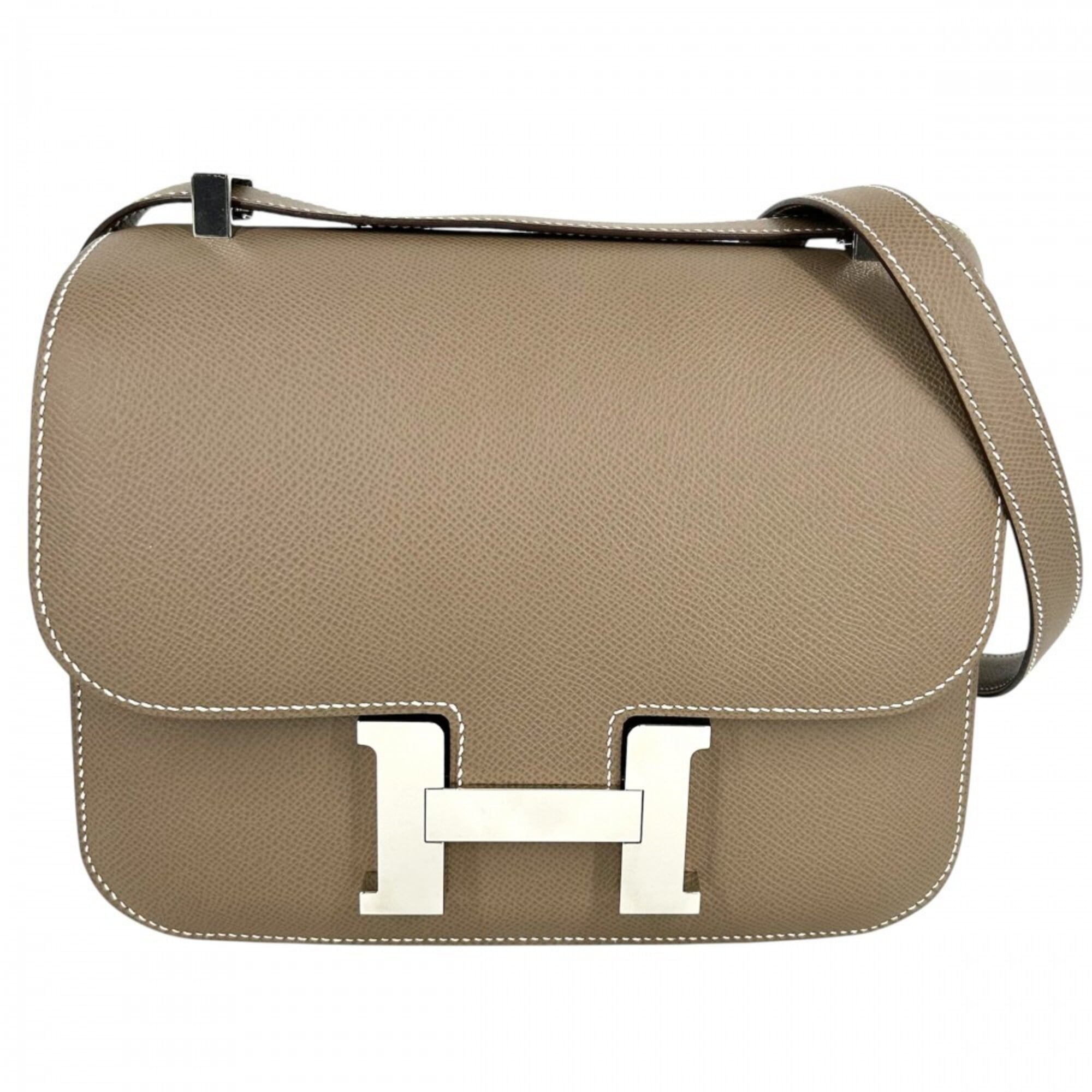 Hermes Etoupe Gray Epsom Leather Pochette Shoulder Bag (Pre-Owned)