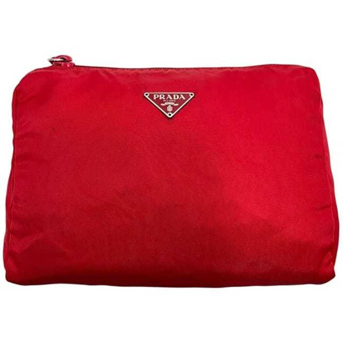 Prada Red Color Nylon Pouch (Pre-Owned)