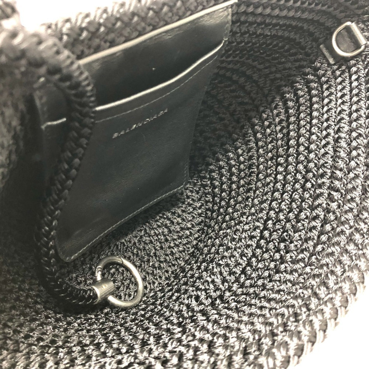 Balenciaga Black Nylon Leather Handbag Tote Bag (Pre-Owned)