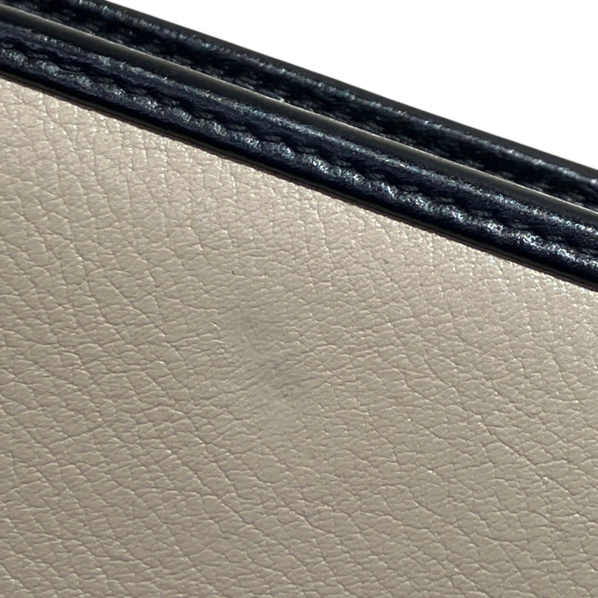 Loewe Beige Black Leather Long Wallet (Bi-Fold) (Pre-Owned)
