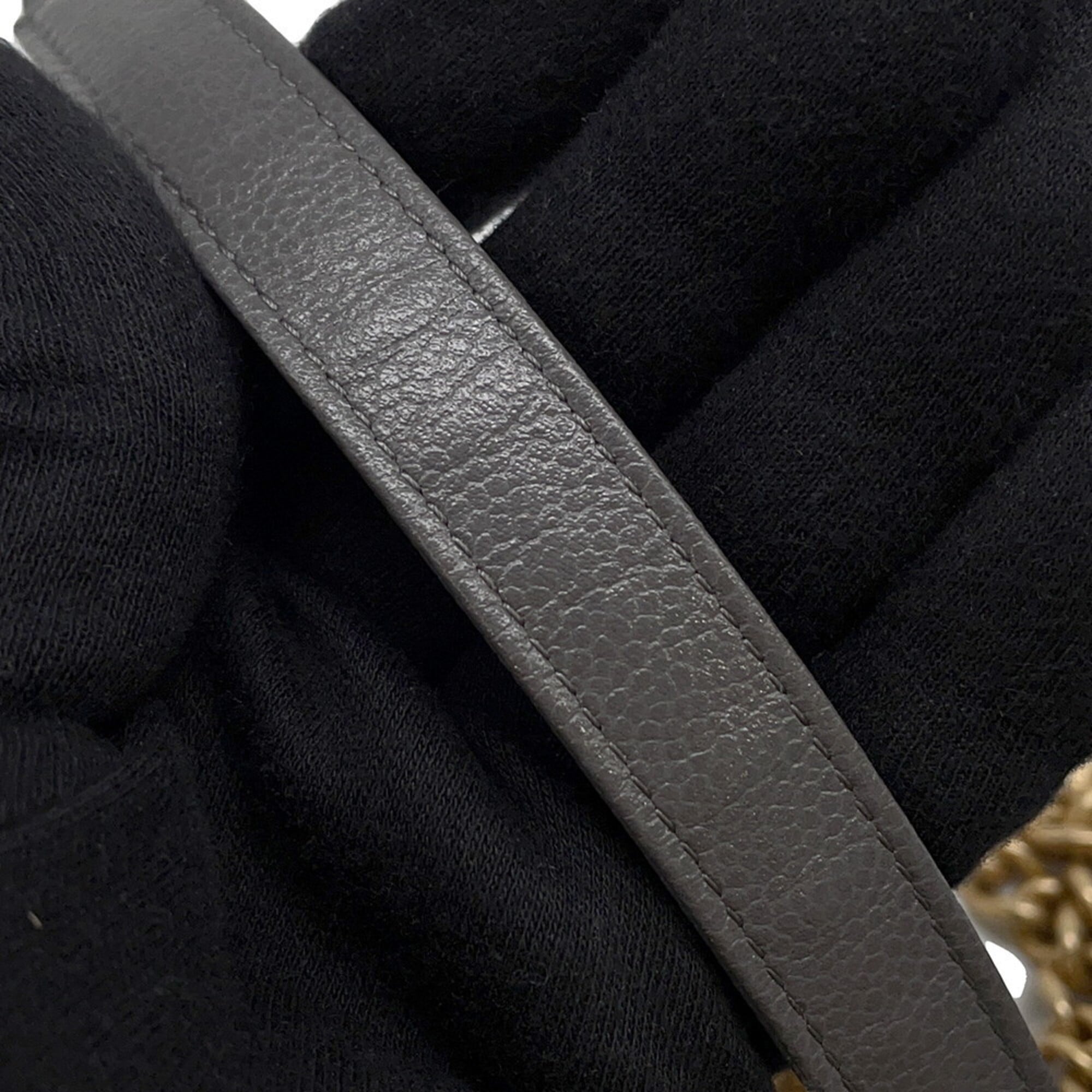 Chanel Gray Grained Calfskin Chain/Shoulder Wallet (Pre-Owned)