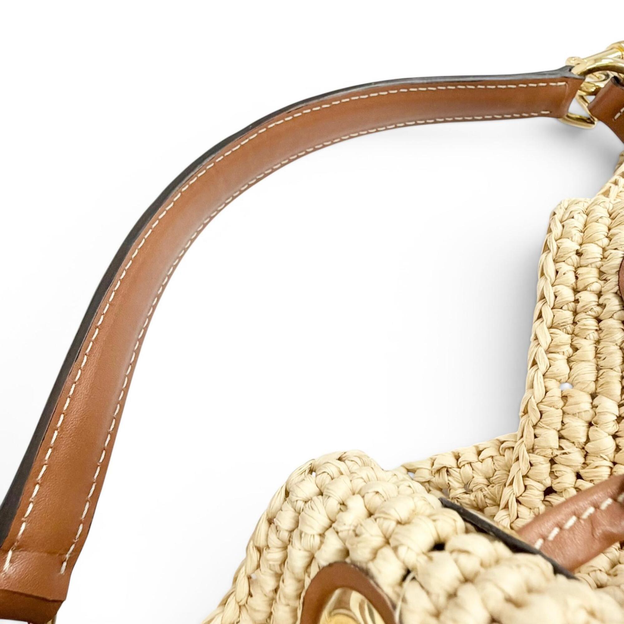 Celine Brown Raffia Leather Shoulder Bag (Pre-Owned)