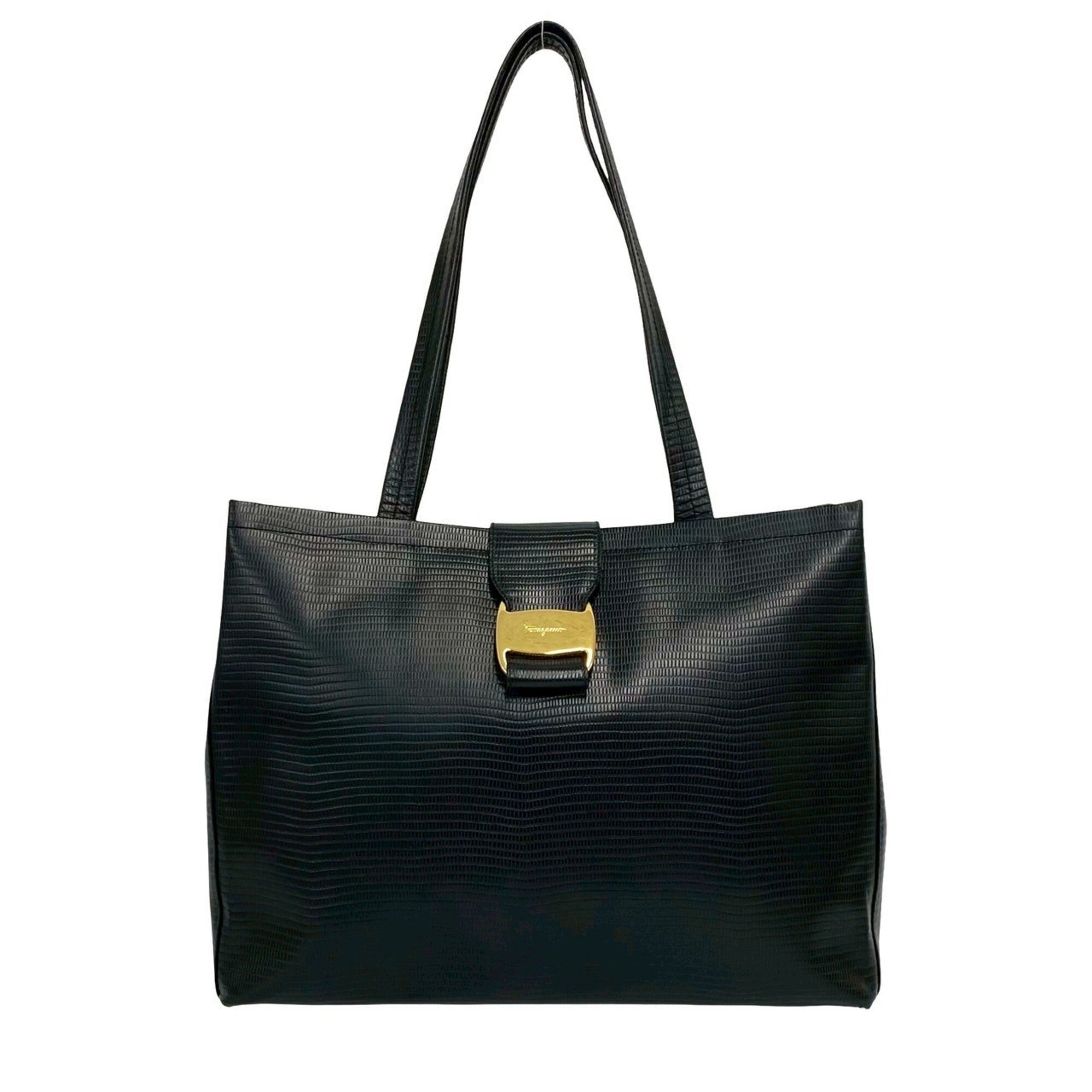 Salvatore Ferragamo Black Leather Tote Bag (Pre-Owned)