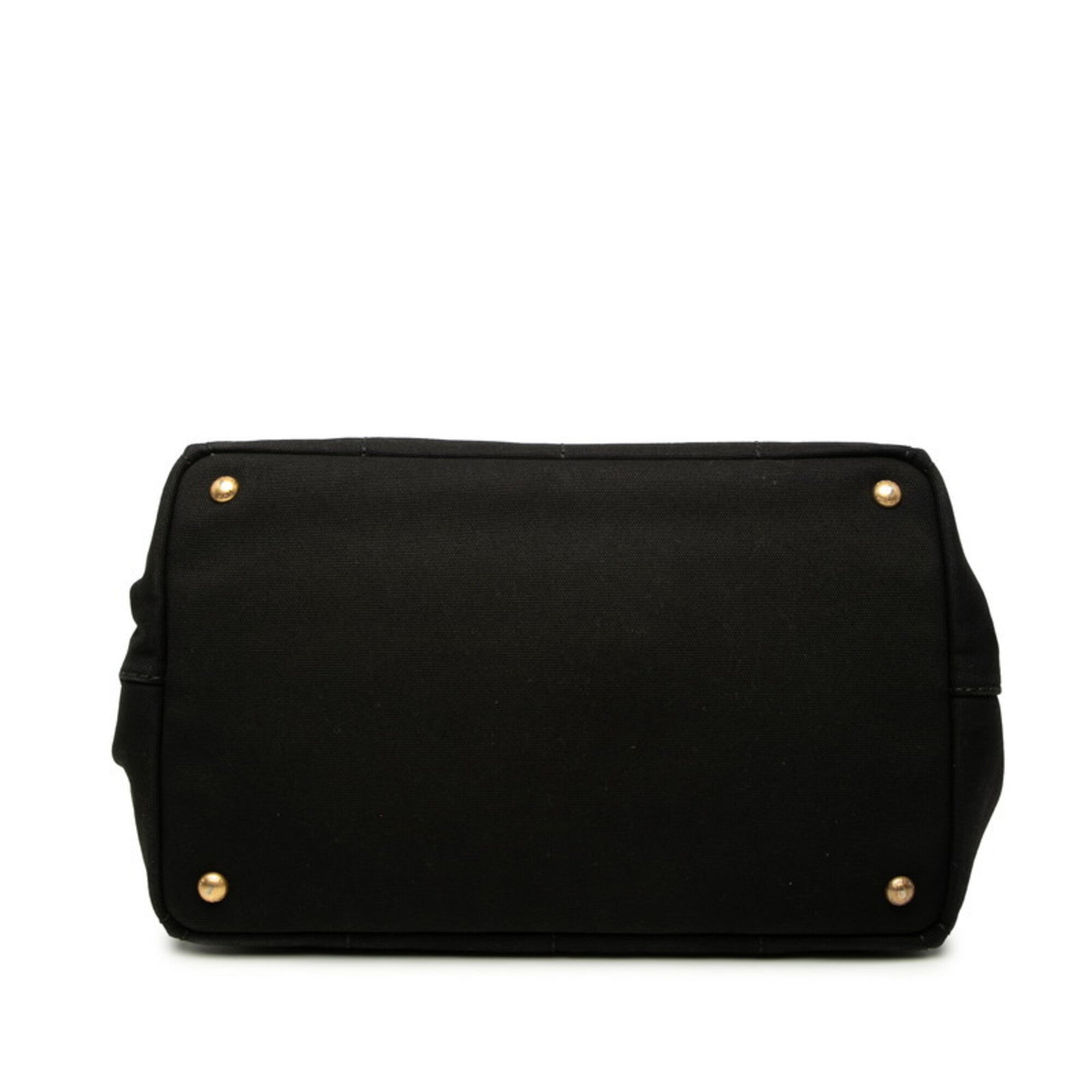 Prada Canapa Black Canvas Handbag Shoulder Bag (Pre-Owned)