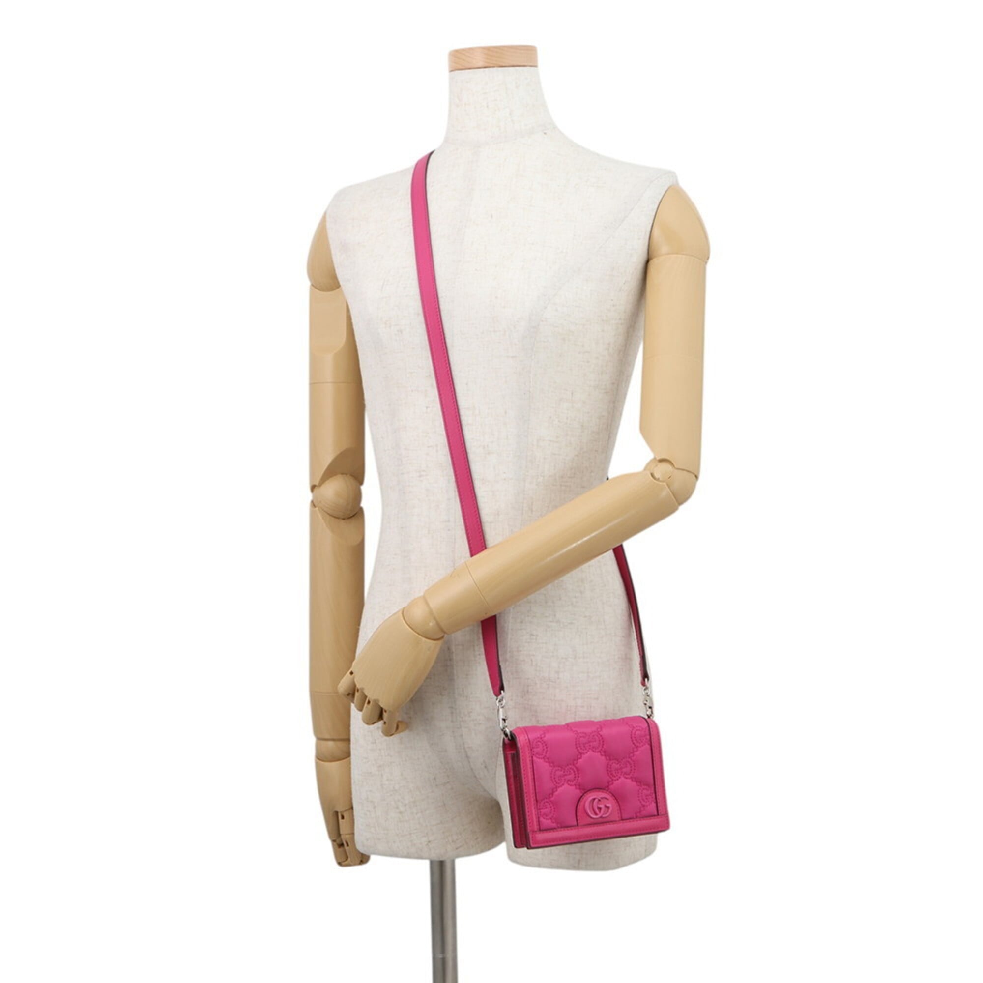 Gucci Pink Nylon Leather Handbag Shoulder Bag (Pre-Owned)