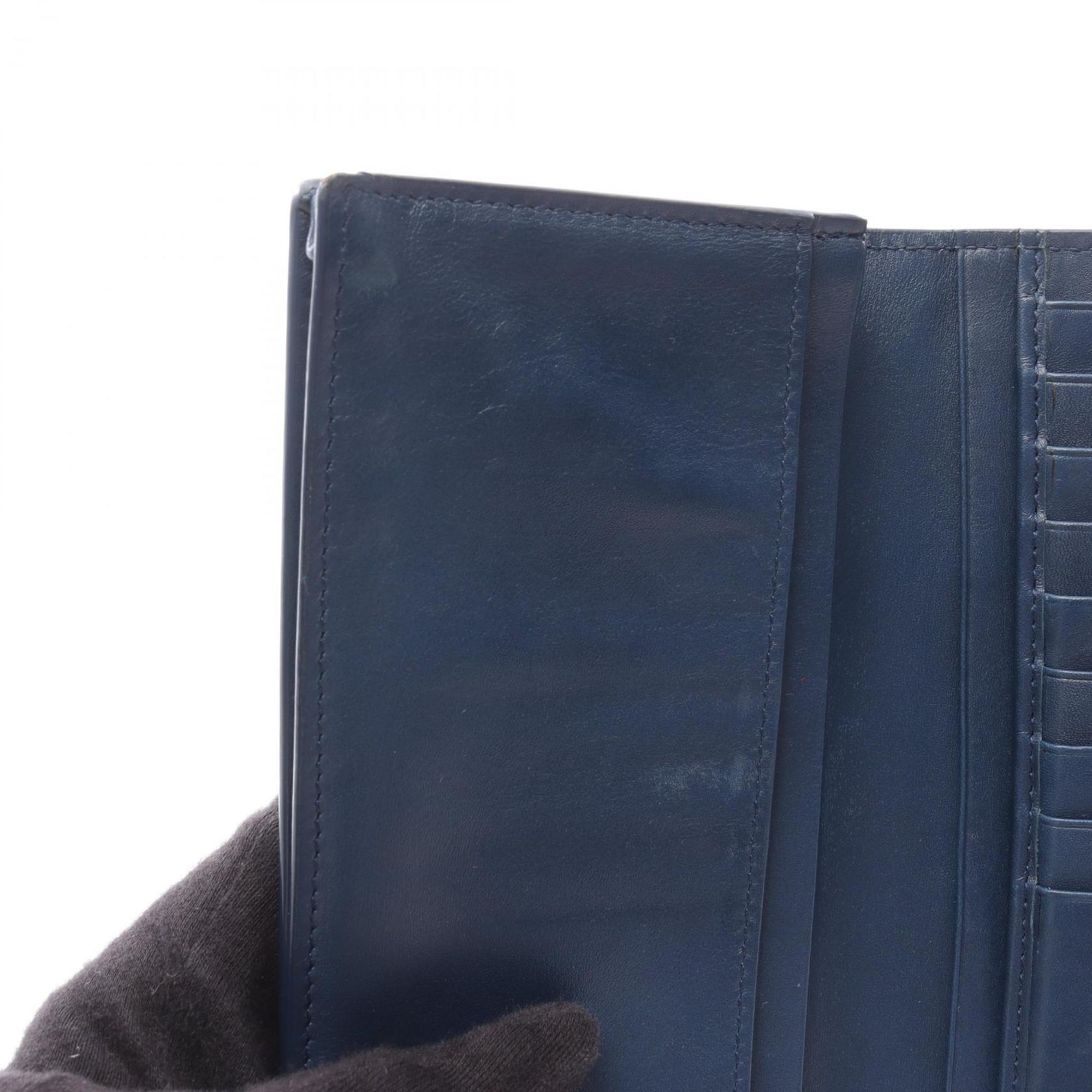 Bottega Veneta Blue Leather Long Wallet (Bi-Fold) (Pre-Owned)