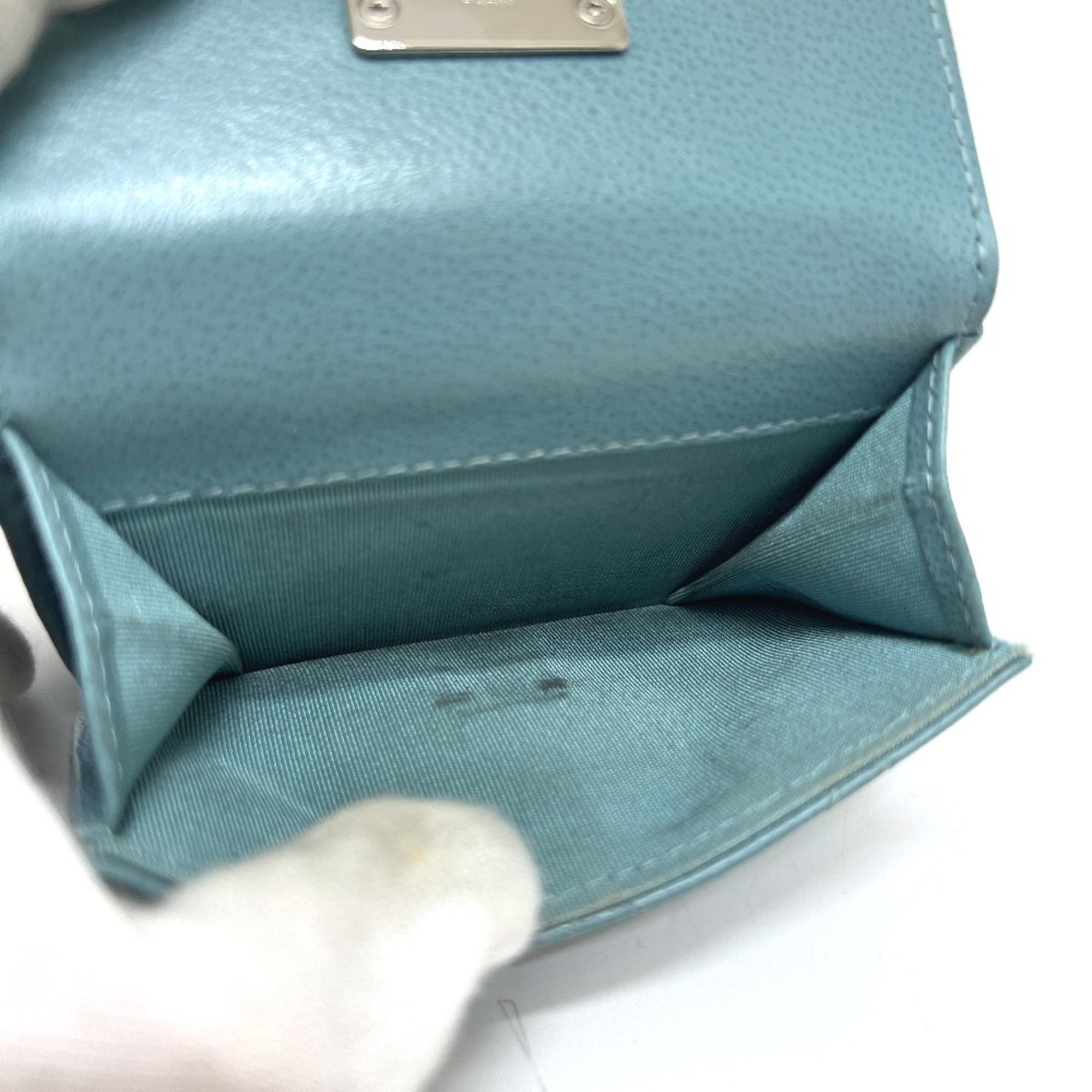 Chanel Light Blue Leather Wallet (Tri-Fold) (Pre-Owned)