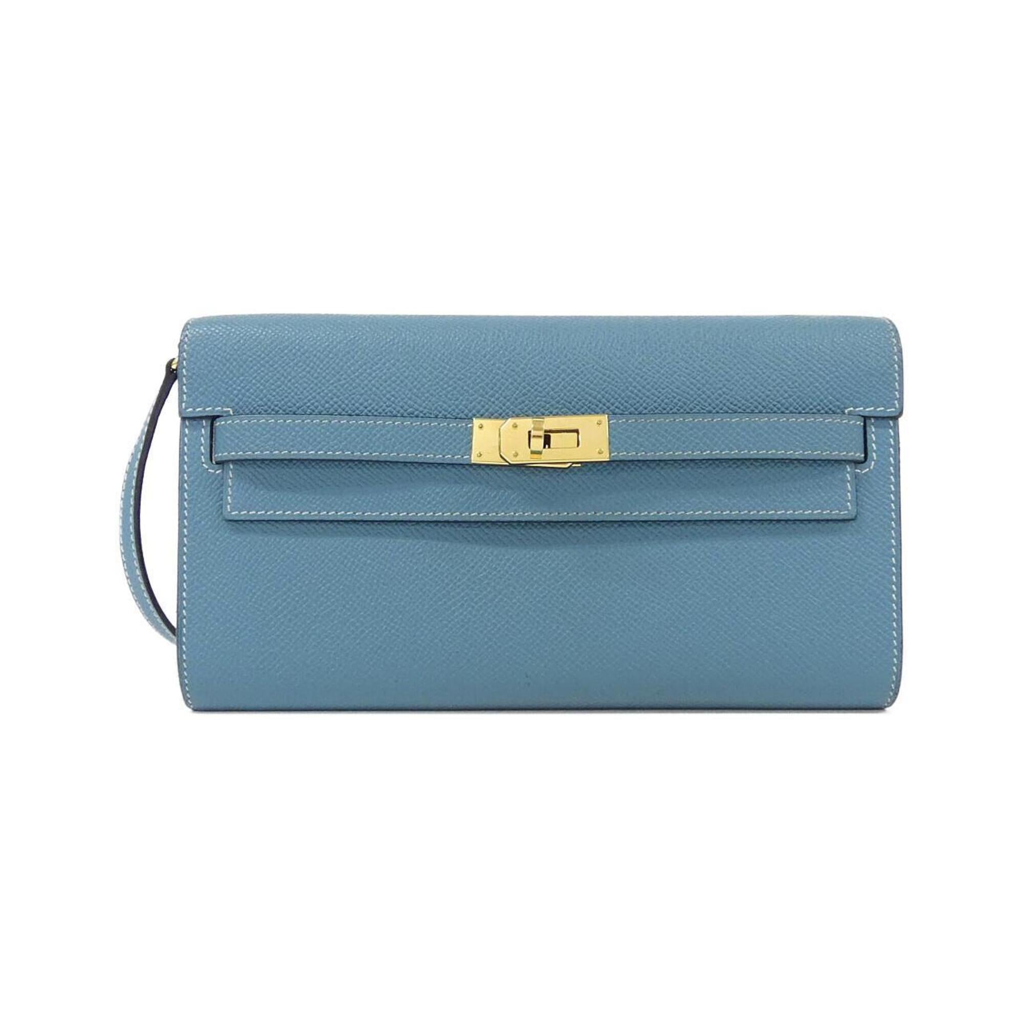 Hermes Blue Blue Jean Epsom Leather Chain/Shoulder Wallet (Pre-Owned)